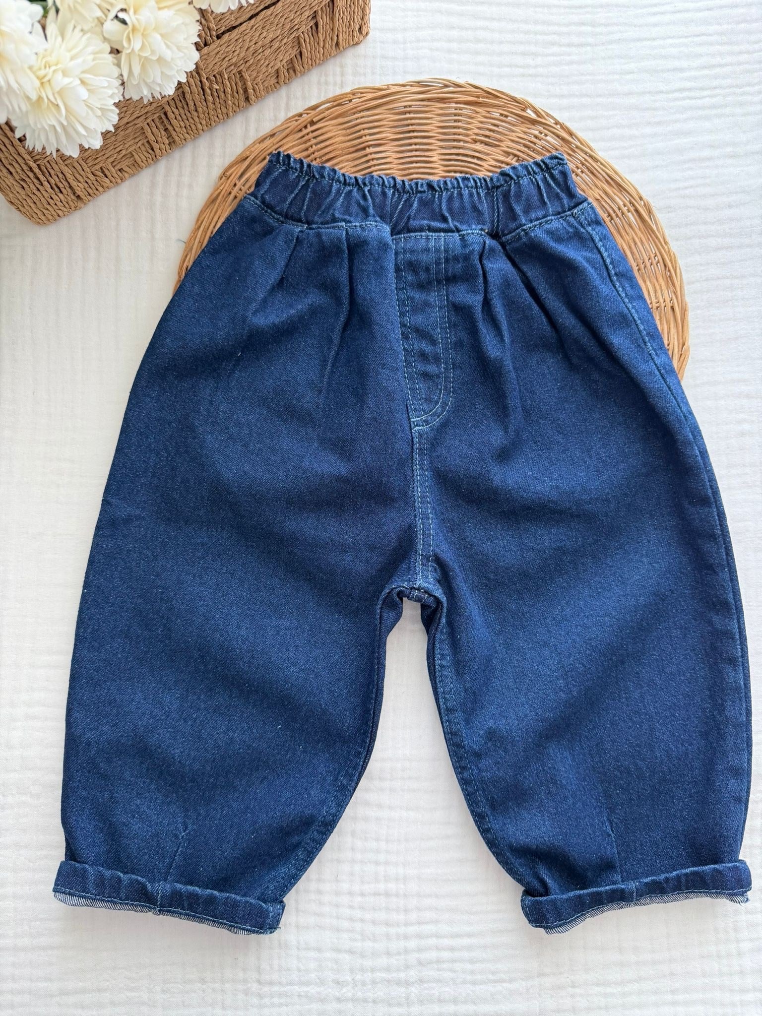 Navy Balloon Jean Pantolon