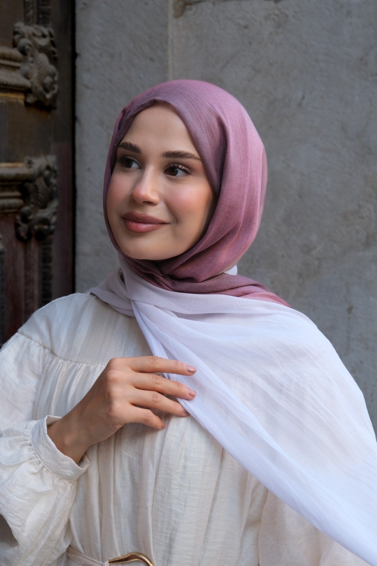 Degrade Pamuk Şal-Pudra Pembe