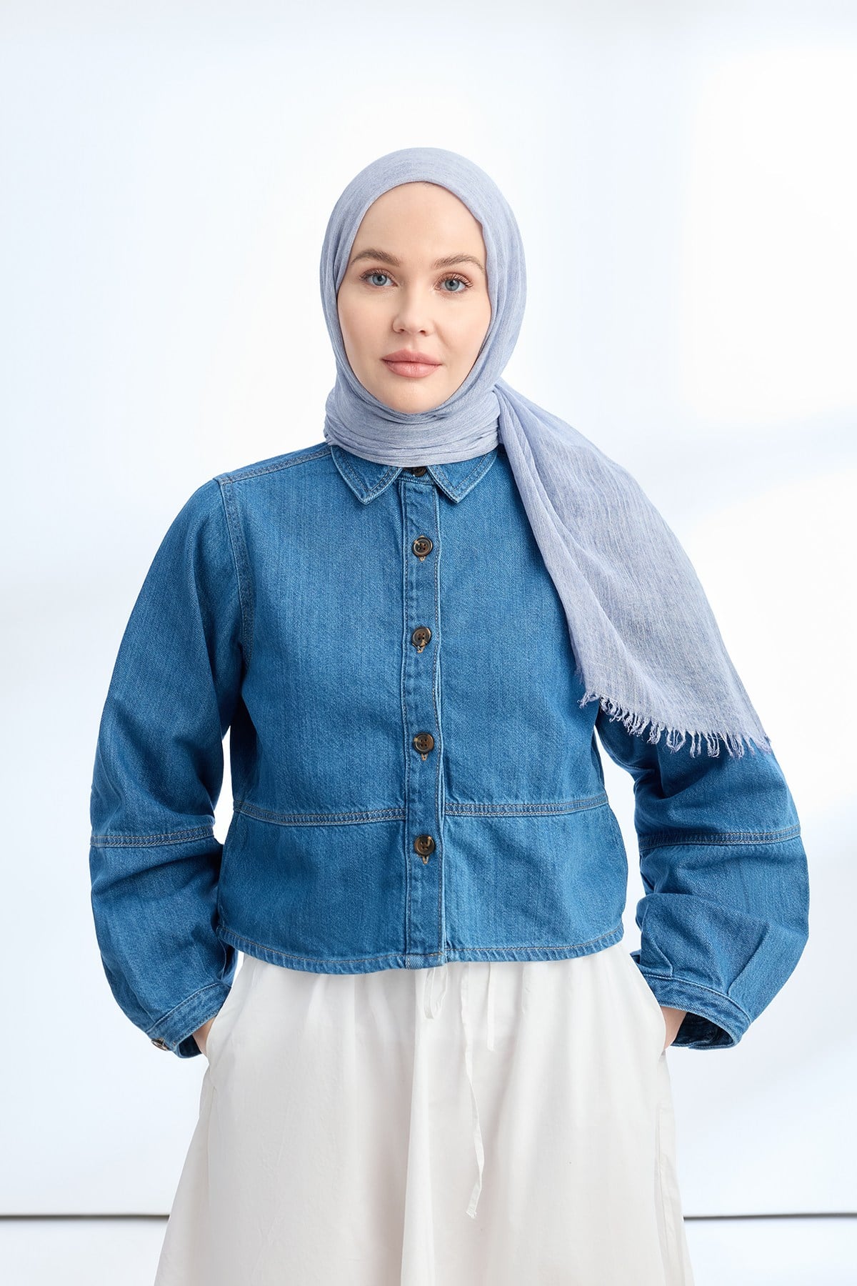 ORGANIC TOUCH VİSKOZ ŞAL - BEBE MAVİ