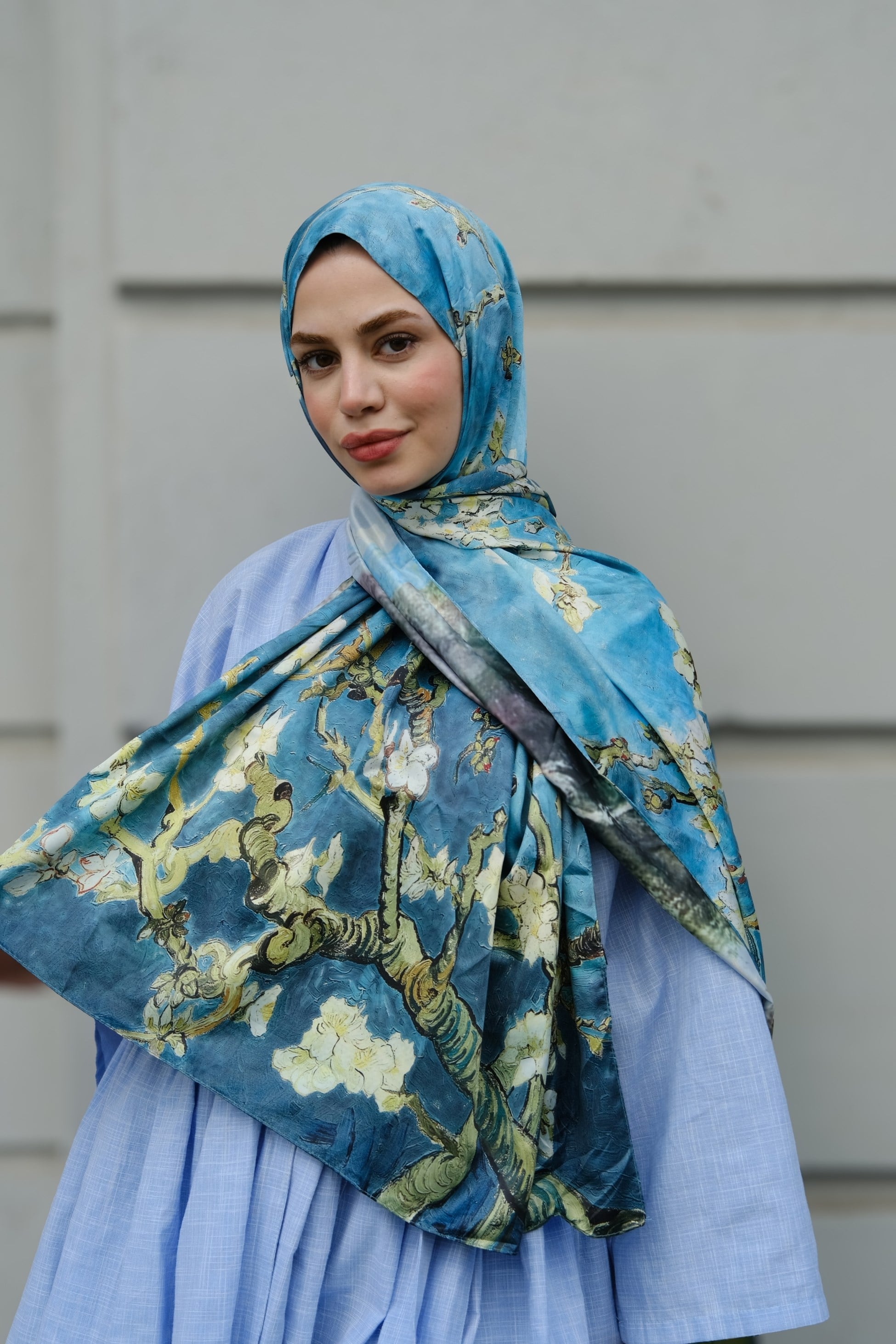 Van Gogh Badem Çiçekleri Çift Taraflı Twill Şal