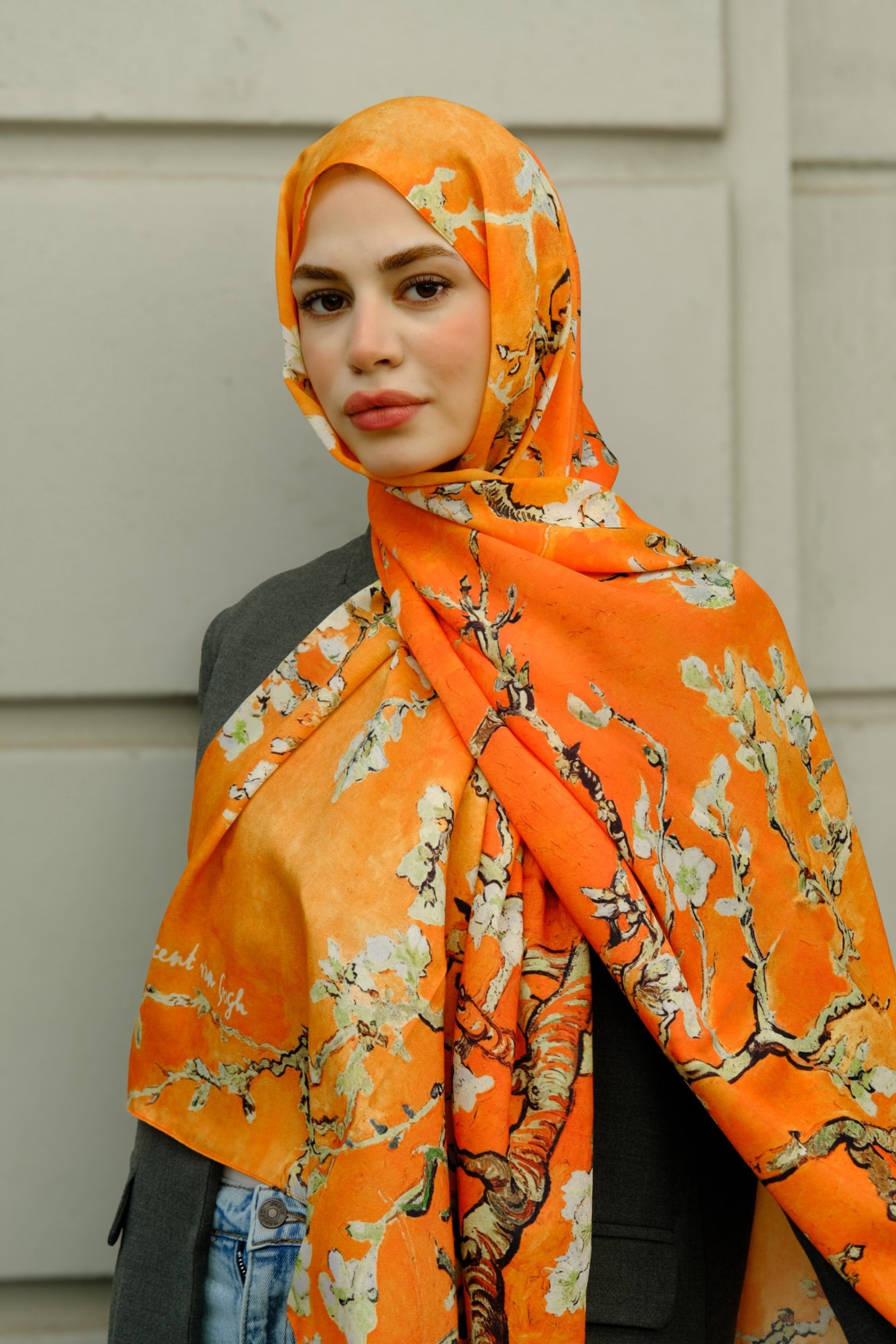 Vangogh Premium Pamuklu Şal-Turuncu