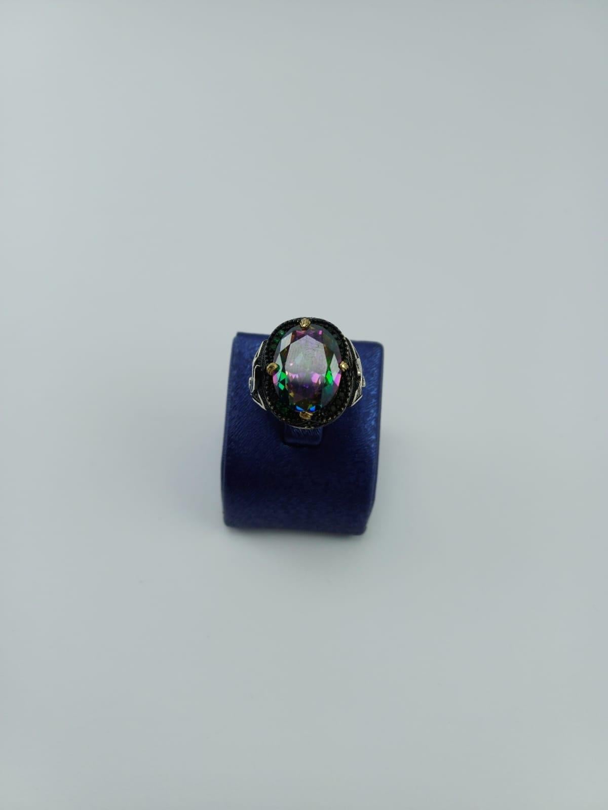 MİSTİK TOPAZ TAŞLI KENARLARI ZÜLFİKAR YÜZÜK