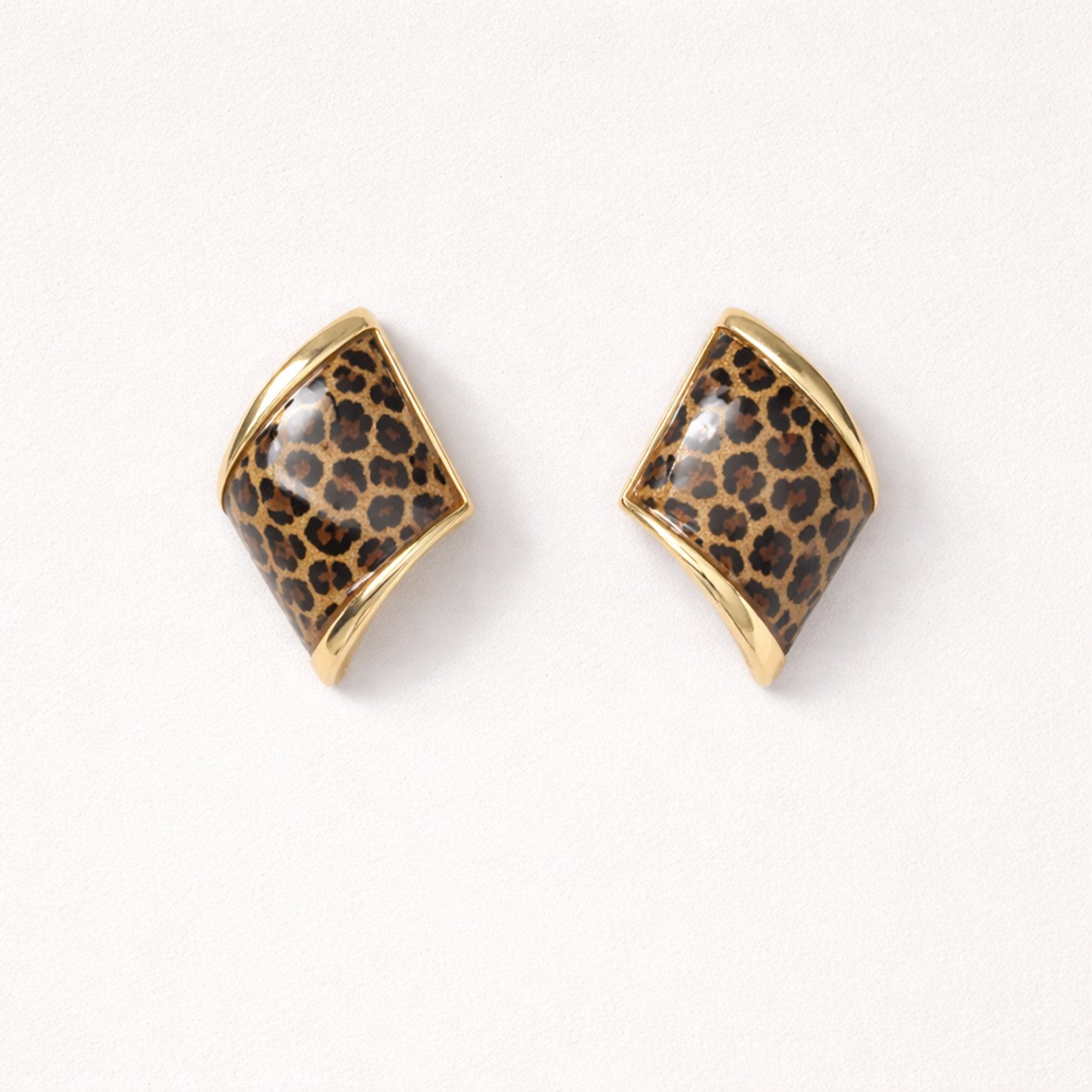 Leopar Stud Premium Altın Kaplama Küpe