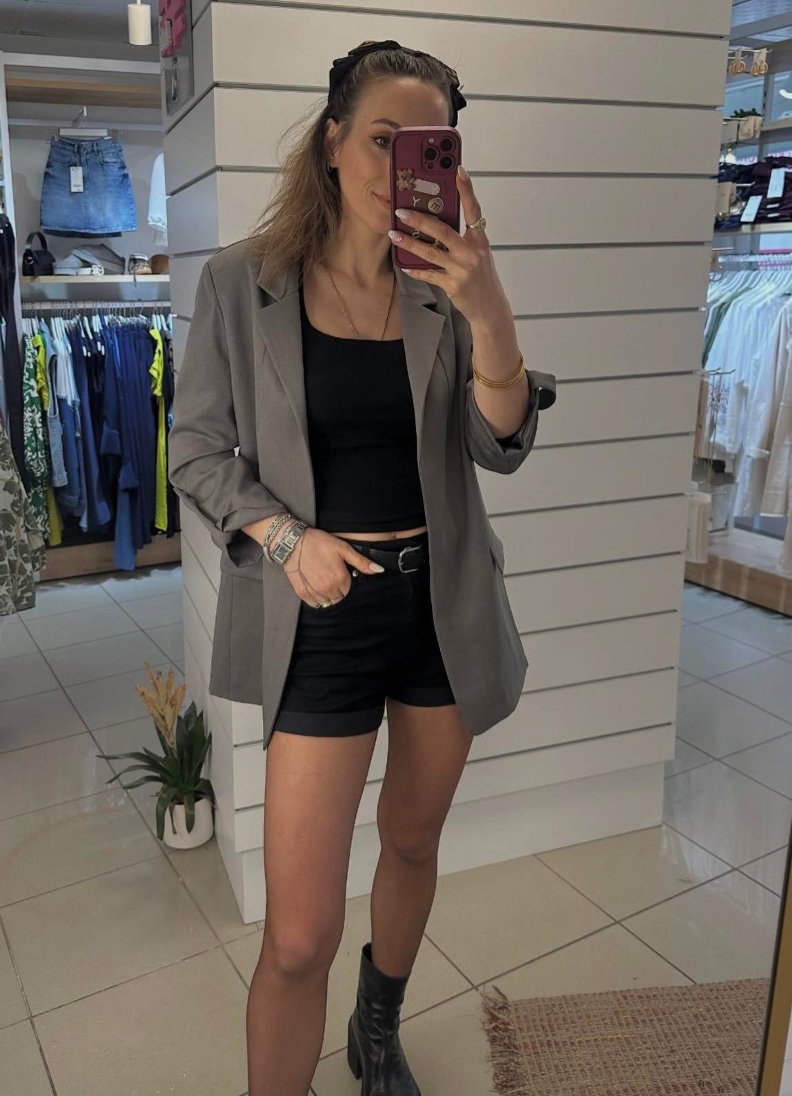 CEKET - ŞENİZ BUTİK KOL ÇITÇIT DETAYLI BLAZER CEKET GRİ