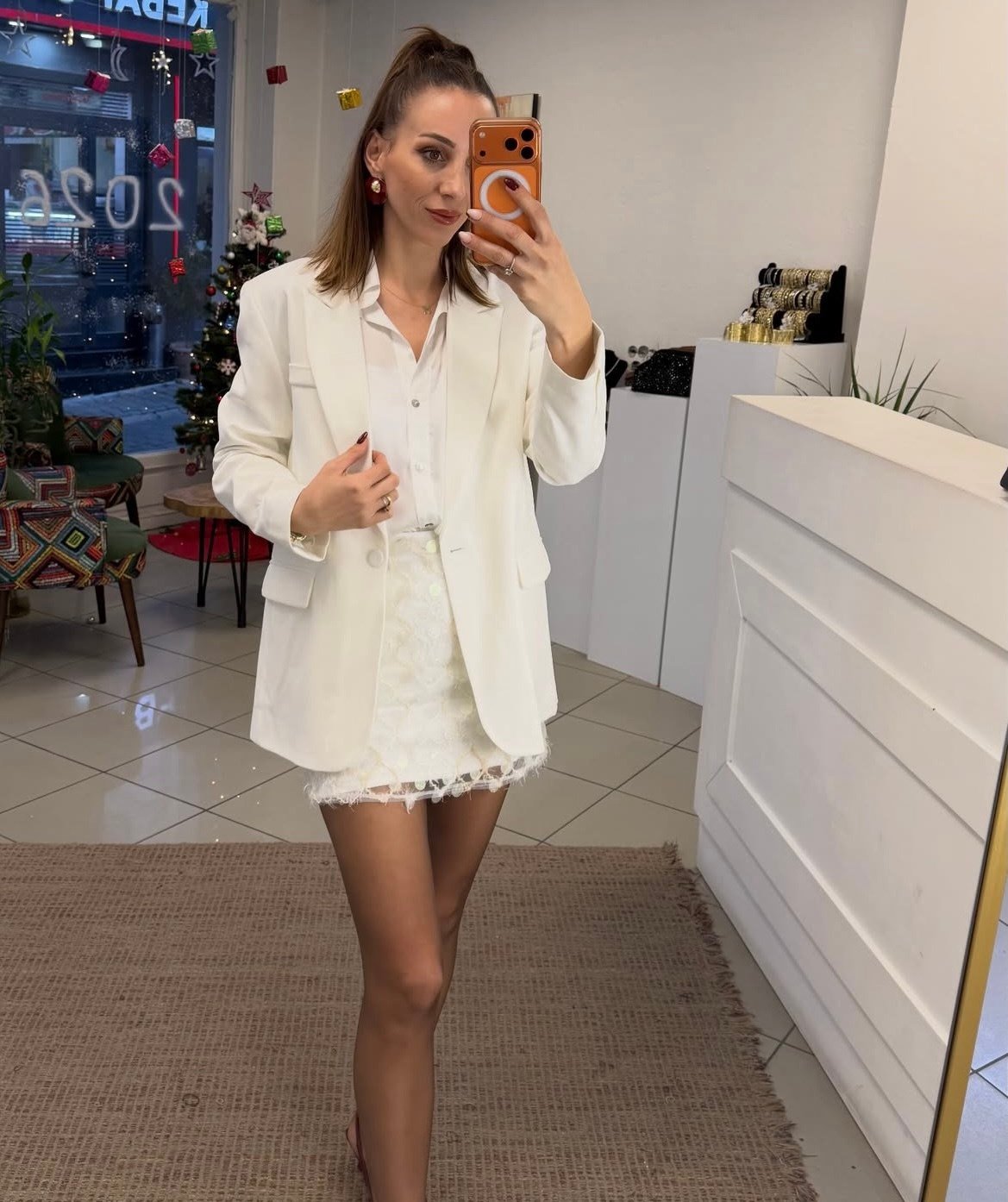 CEKET - ŞENİZ BUTİK TEK DÜĞME ATLAS KUMAŞ BLAZER CEKET