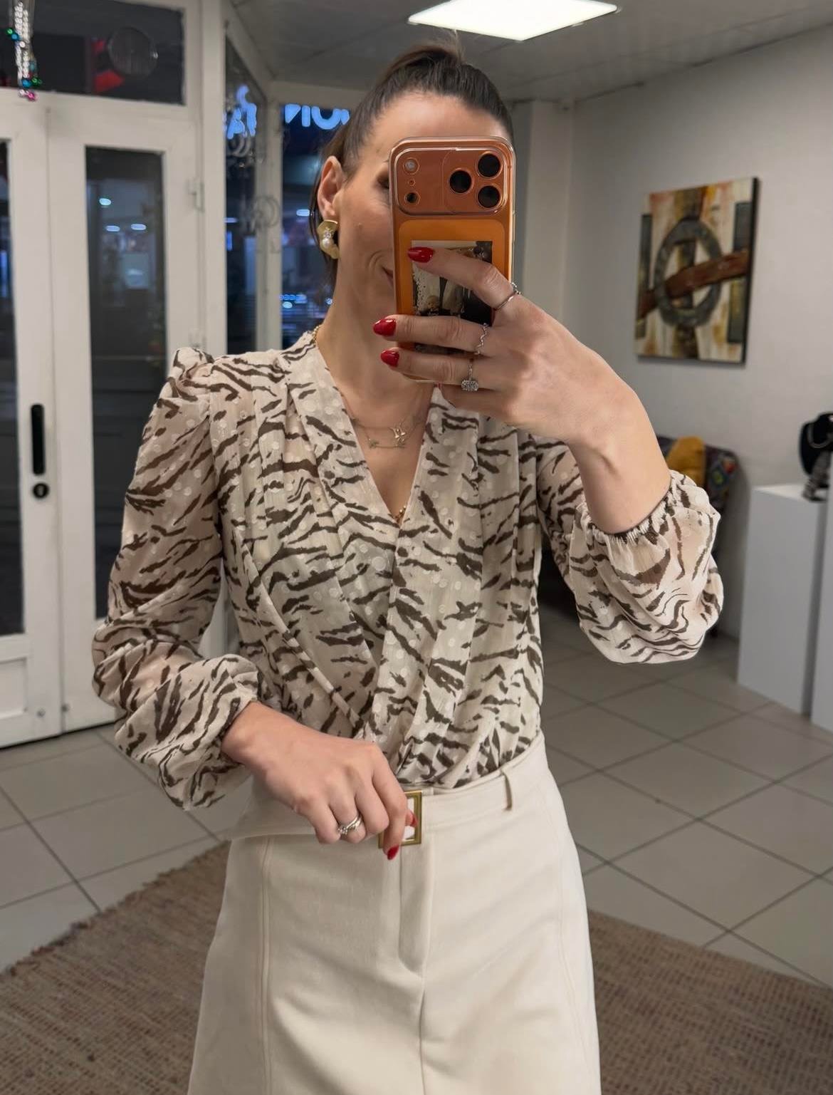 GÖMLEK - ZEBRA DESENLİ BODYSUIT GÖMLEK