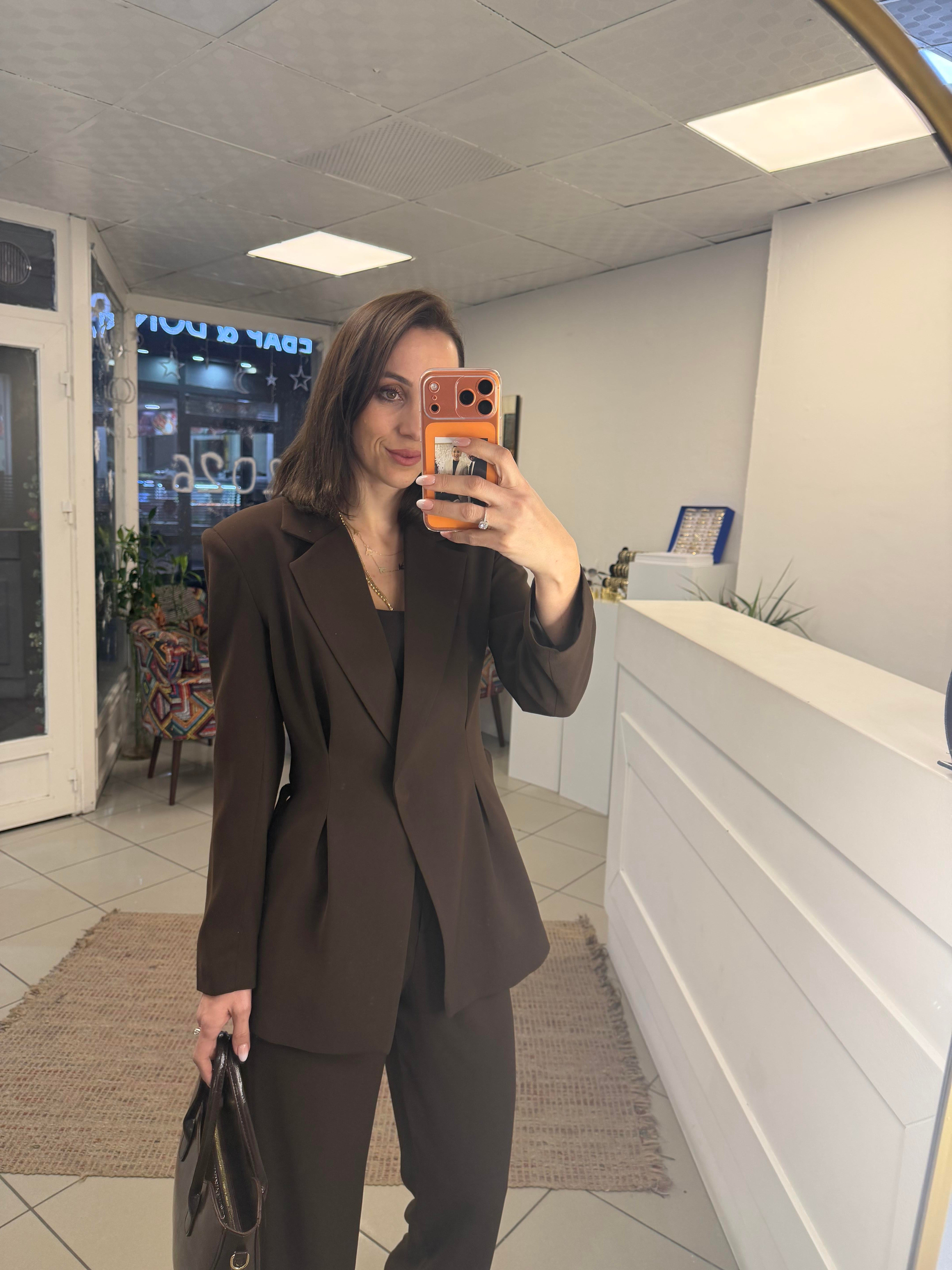 Üst Giyim - ŞENİZ BUTİK BELİ İNCE KEMERLİ BLAZER CEKET 