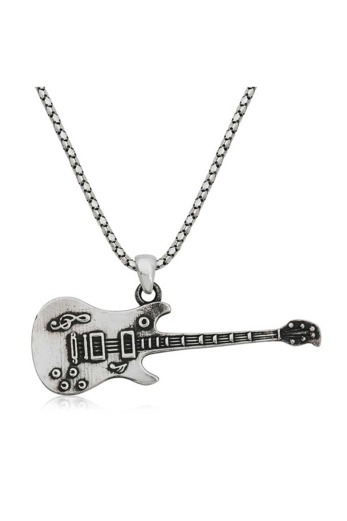 Gümüş Elektro Gitar Erkek Kolye  T3851MR