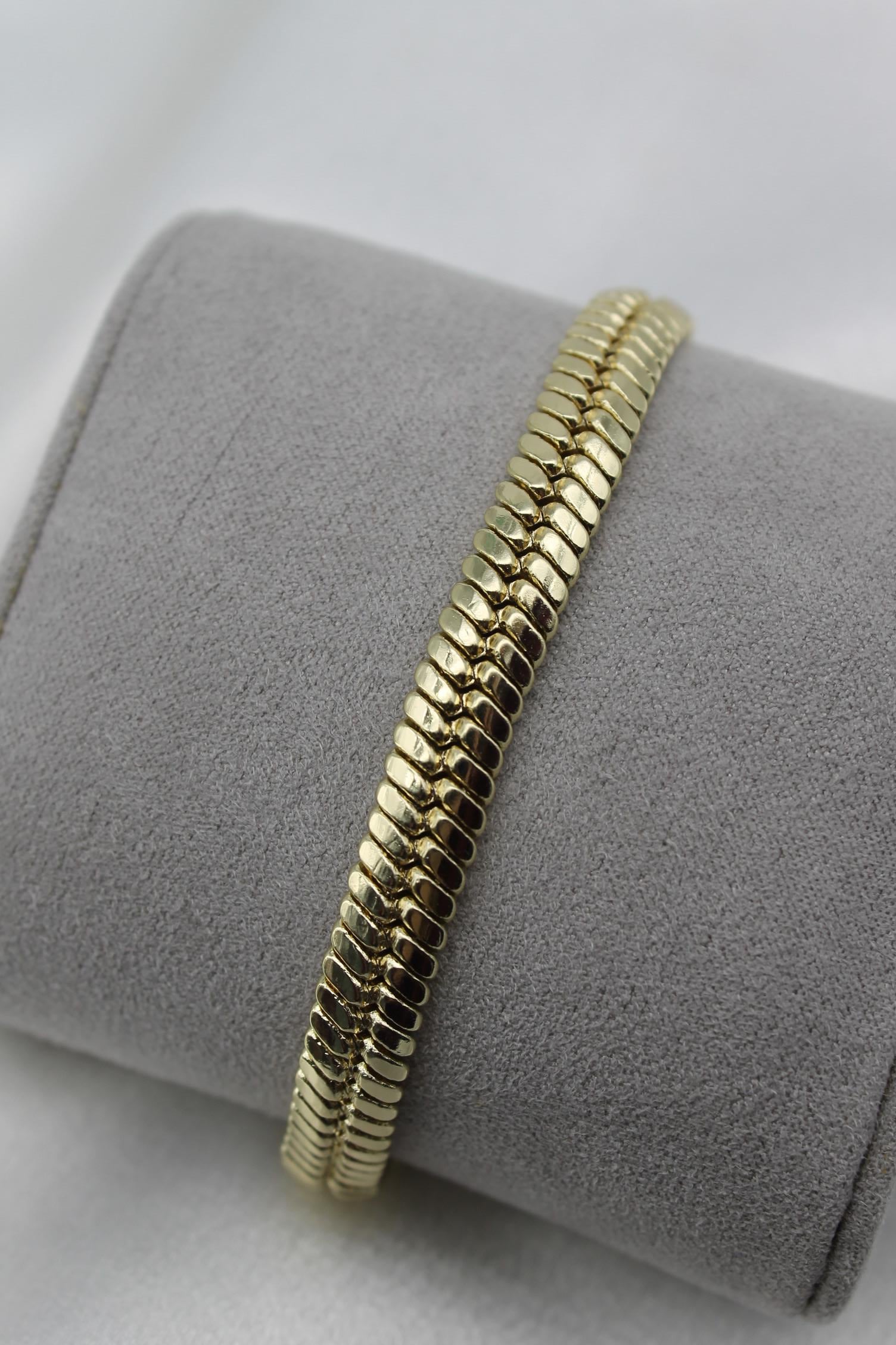 VIP Çelik 14K Altın Kaplama İtalyan Zincir Model Bileklik - (20 cm) unisex