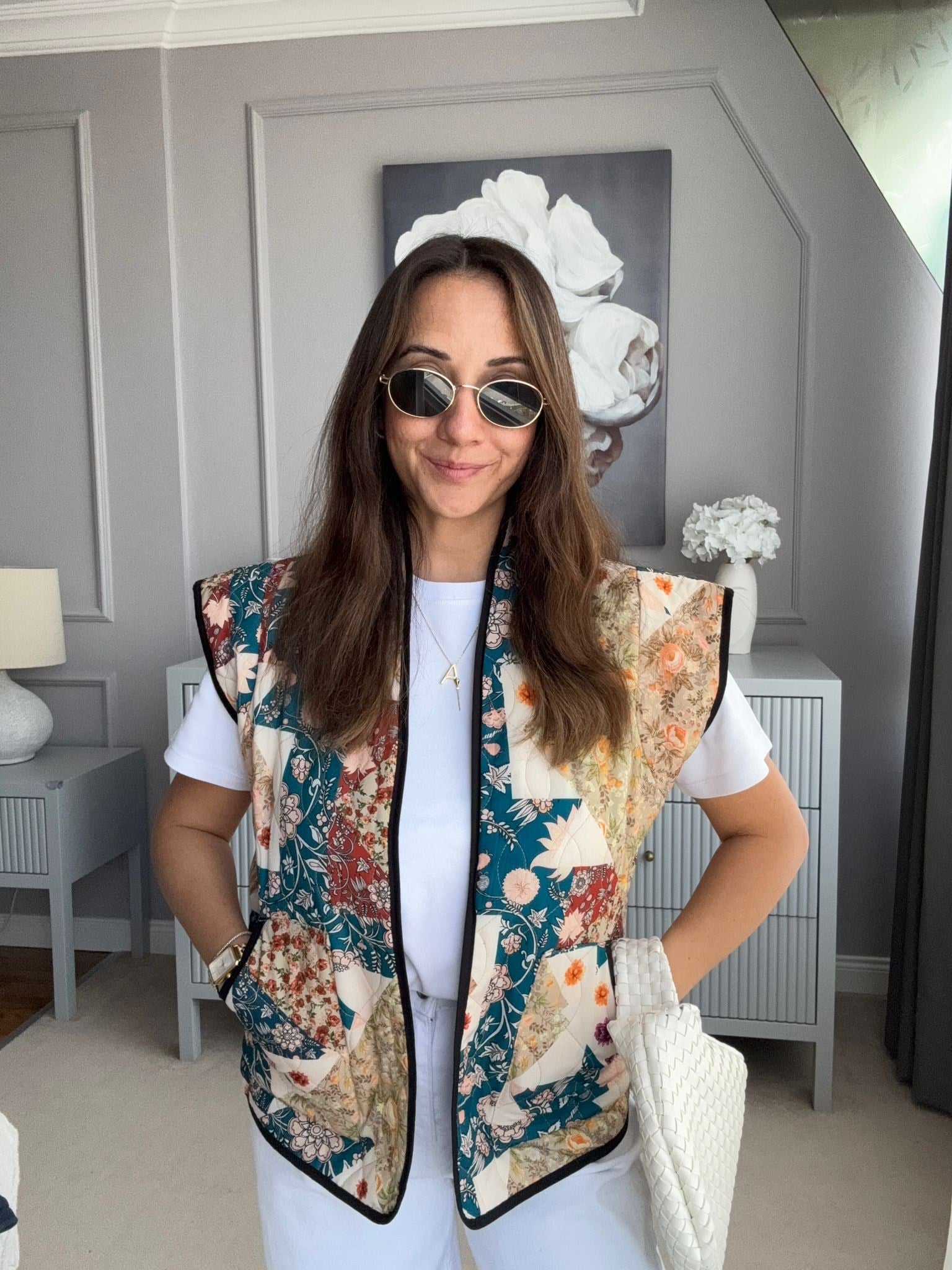 İtalyan Premium Patchwork Desenli Şık Kadın Yelek