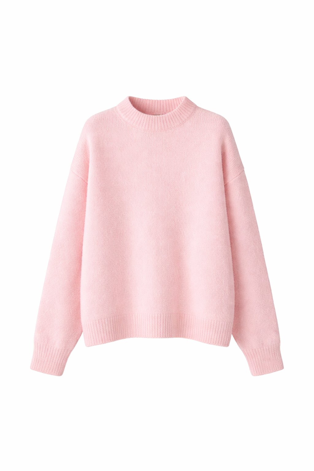 Premium Yumuşak Dokulu Basic Sıfır Yaka Pembe Kazak