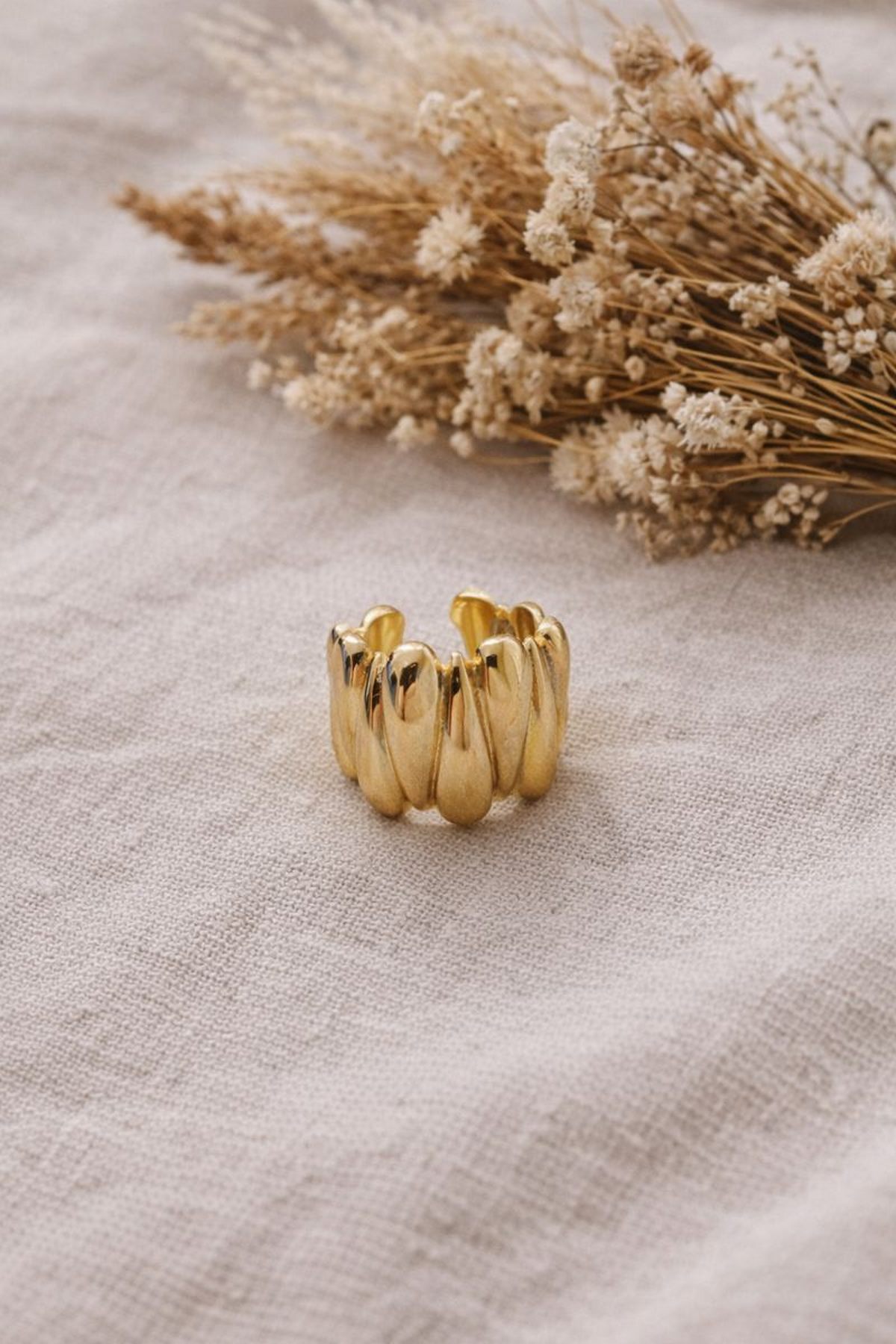 Modern Form Ayarlanabilir Yüzük Gold