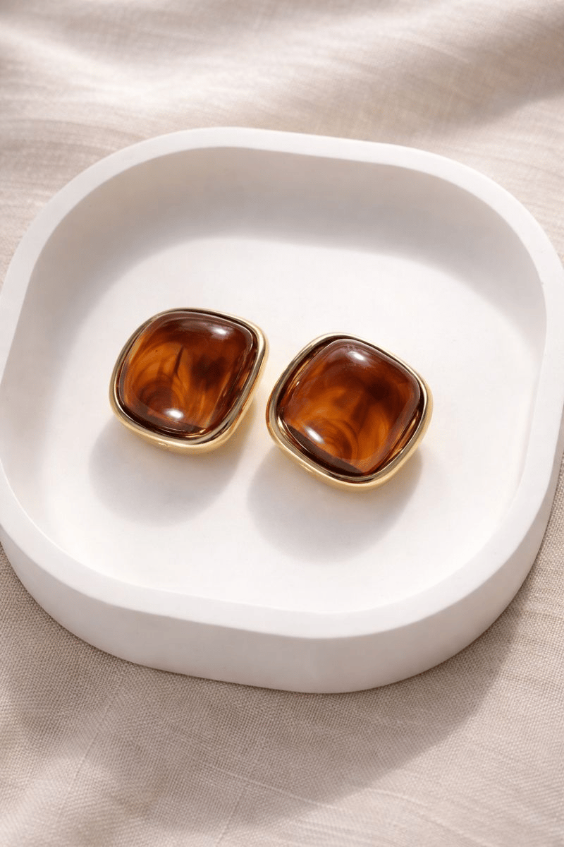 Nora Amber Glow 14K Gold Dokunuşlu Küpe