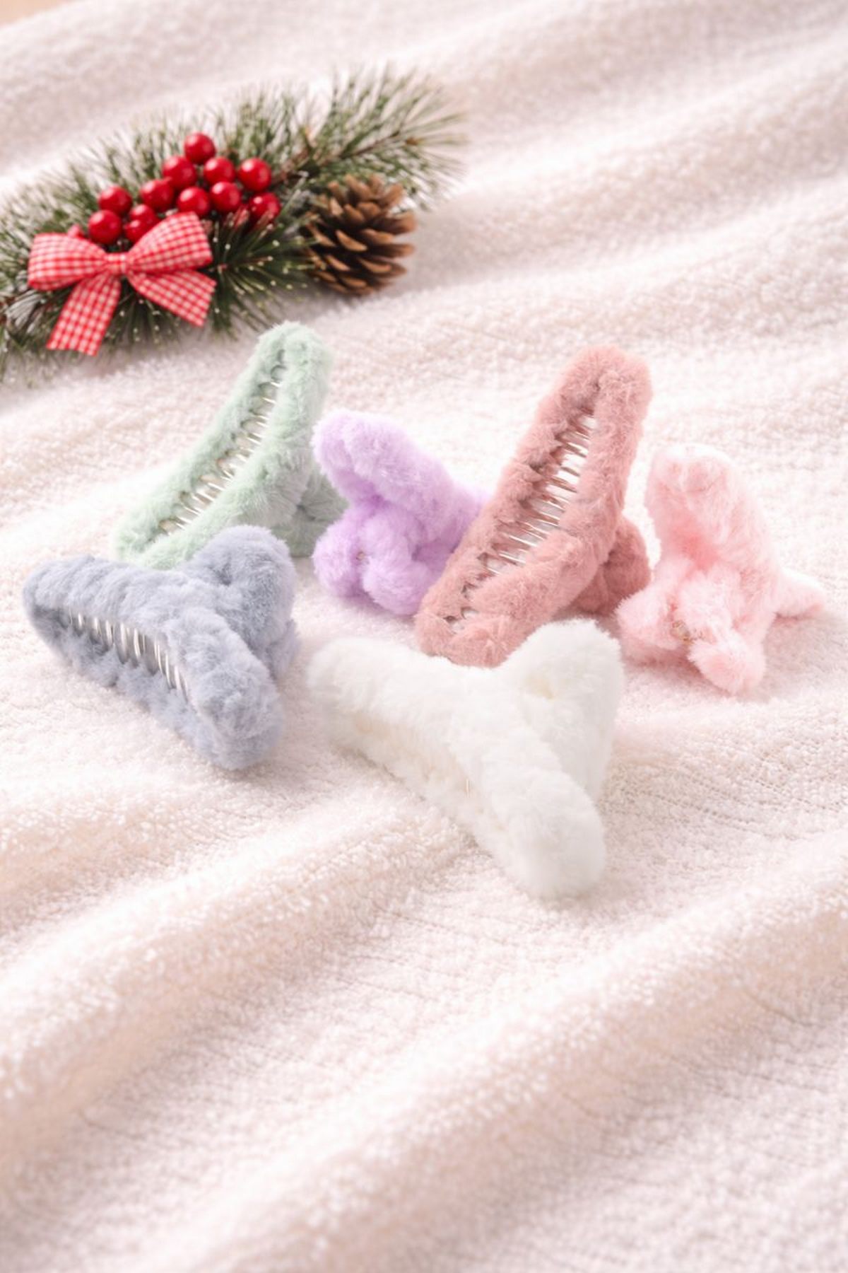 Peluş Kaplı Mini Mandal Toka