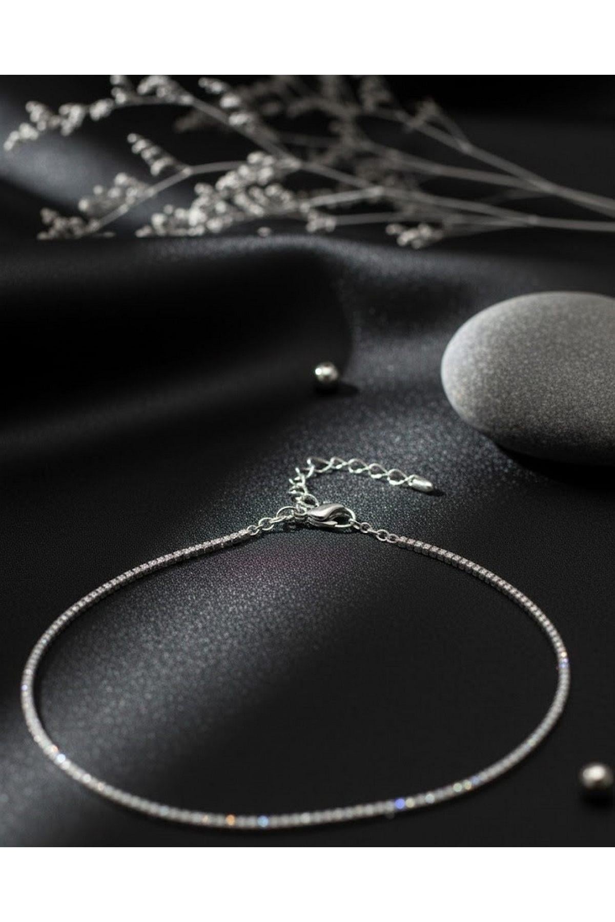 Pırlanta Işıltısı Minimalist Gümüş Set Silver