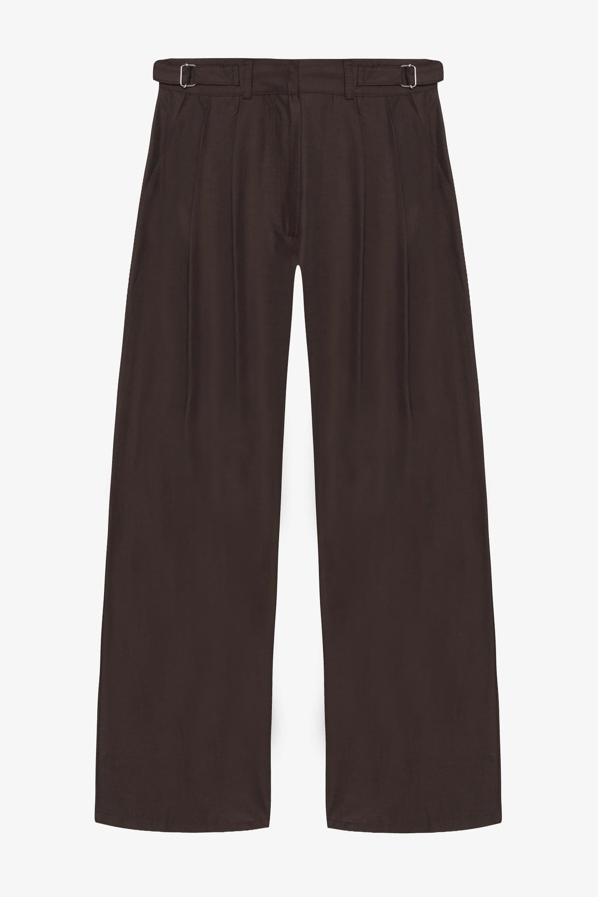 Quzu Beli Detaylı Pantolon Koyu Kahve