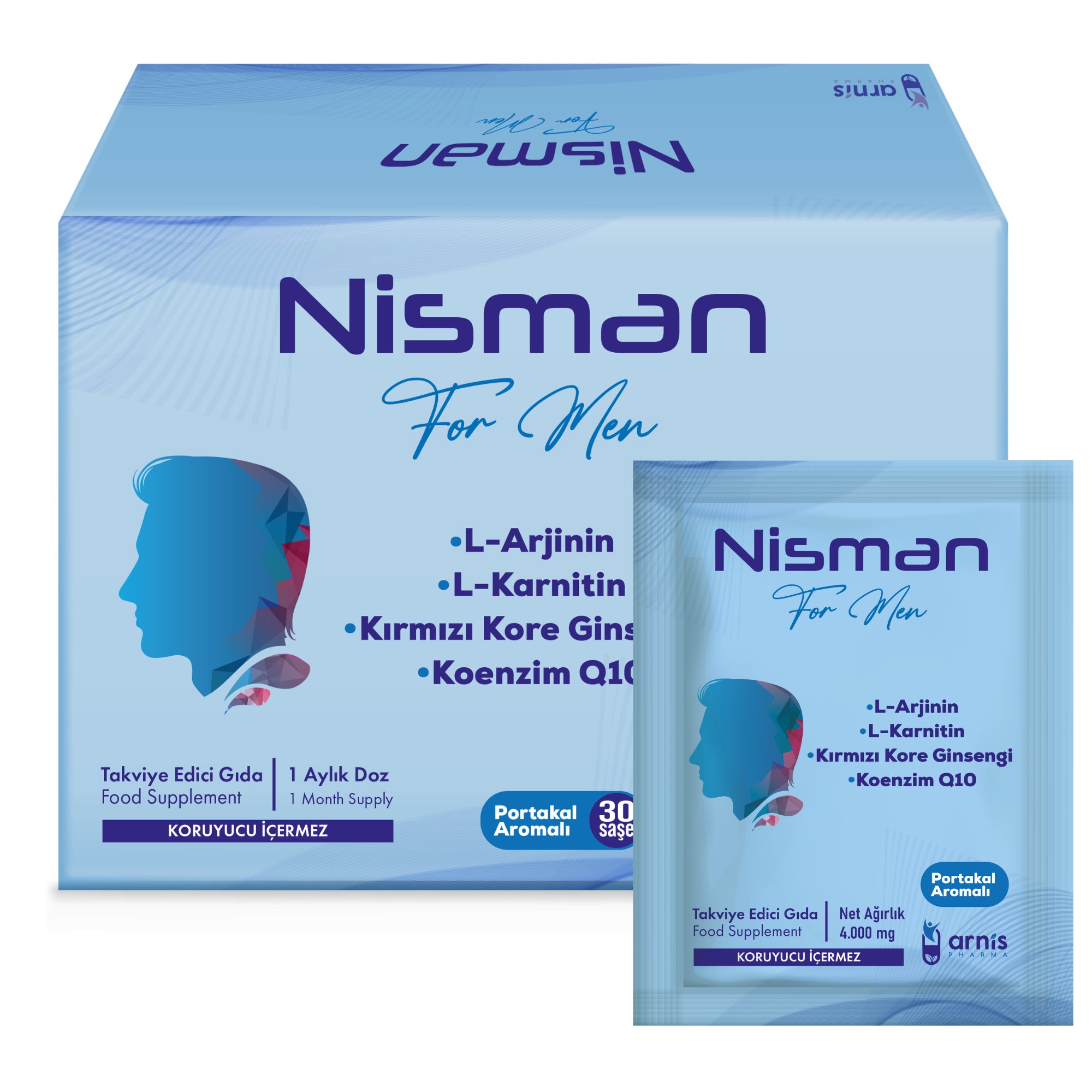 NİSMAN L-Arjinin, L-Karnitin, Kırmızı Kore Ginsengi ve Koenzim Q10 İçeren Takviye Edici Gıda