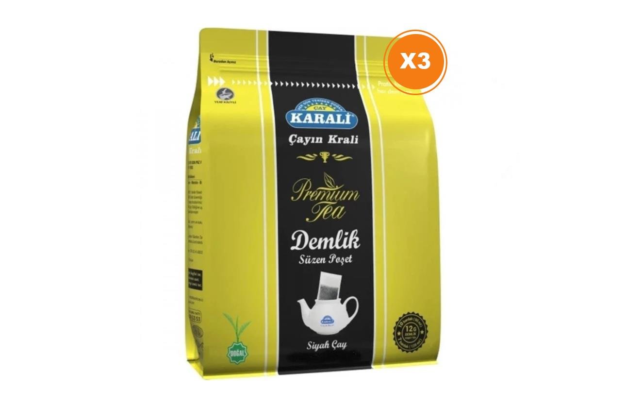 KARALİ PREMİUM DEMLİK POŞET 25*12 GR x 3 PAKET