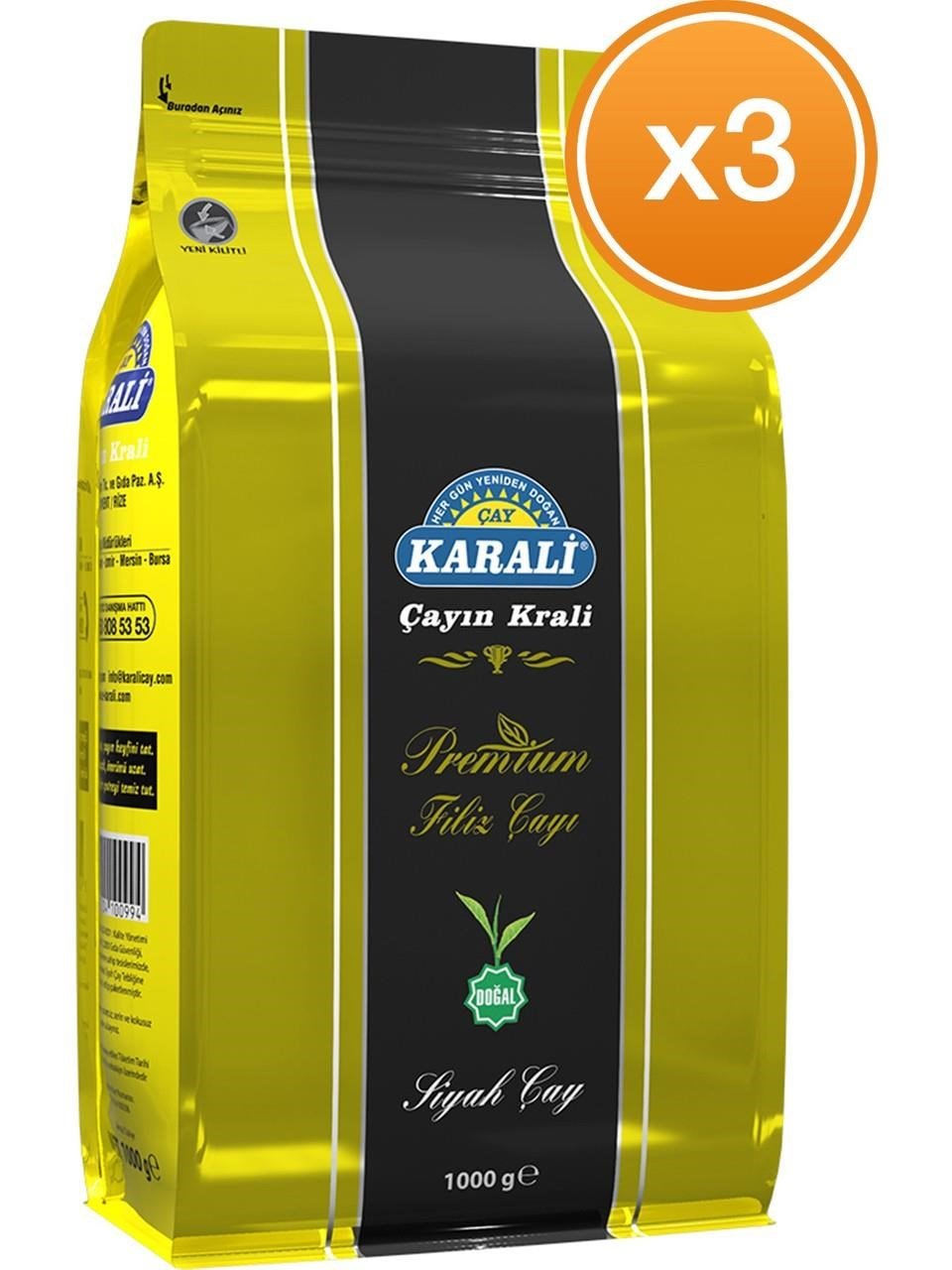KARALİ PREMİUM FİLİZ ÇAY 1000 GR X 3 PAKET
