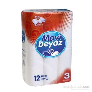MAVİ BEYAZ KAĞIT HAVLU 12'Lİ ÇİFT KAT