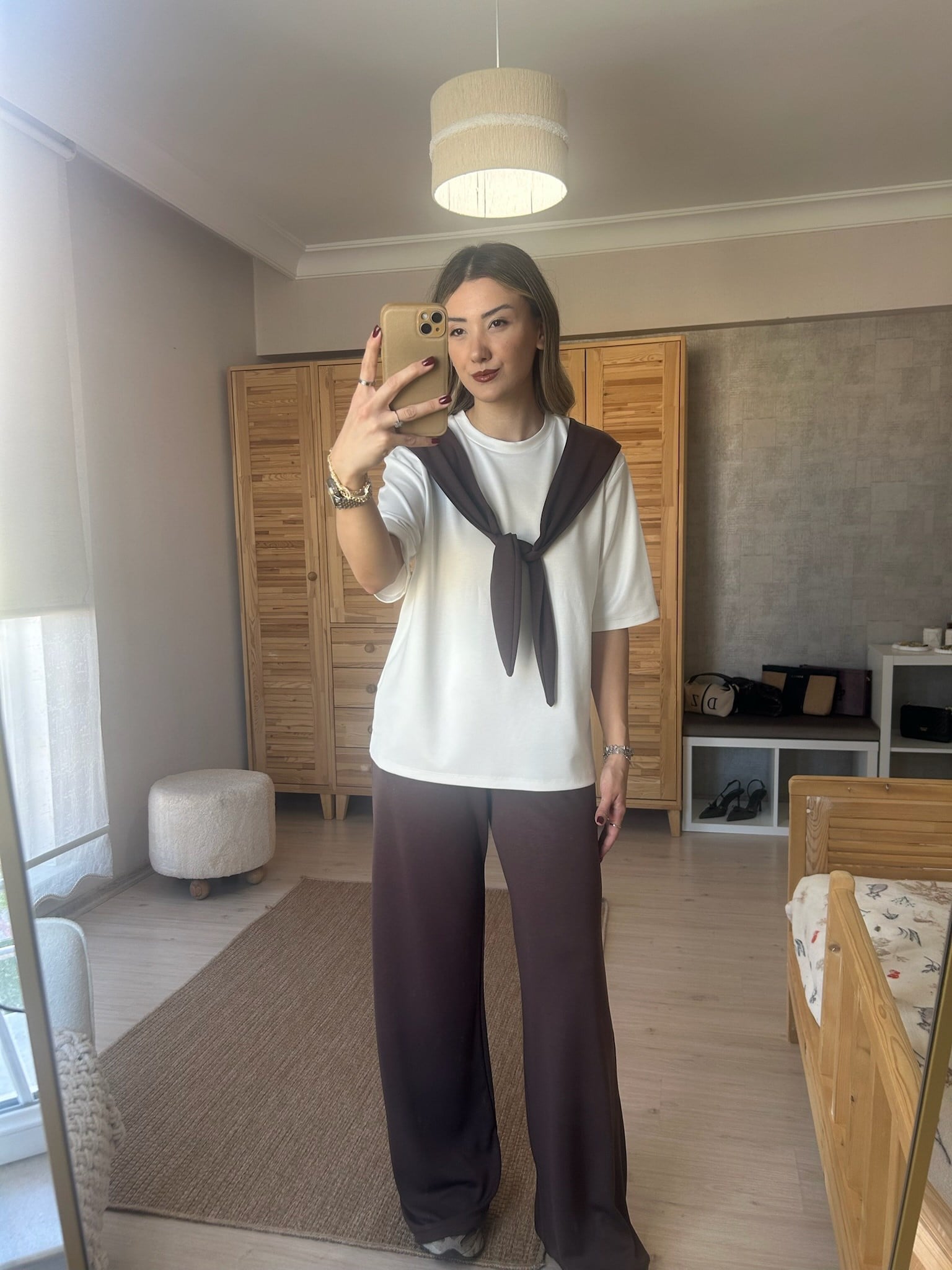 Twst Model Önü Bağlamalı Kahverengi Modal Takım