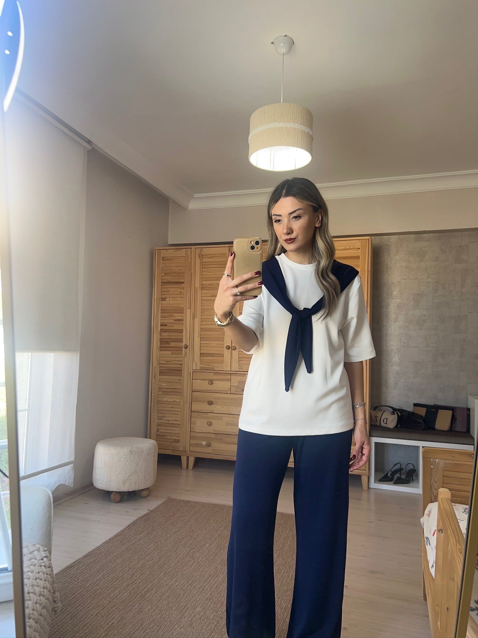 Twst Model Önü Bağlamalı Lacivert Modal Takım