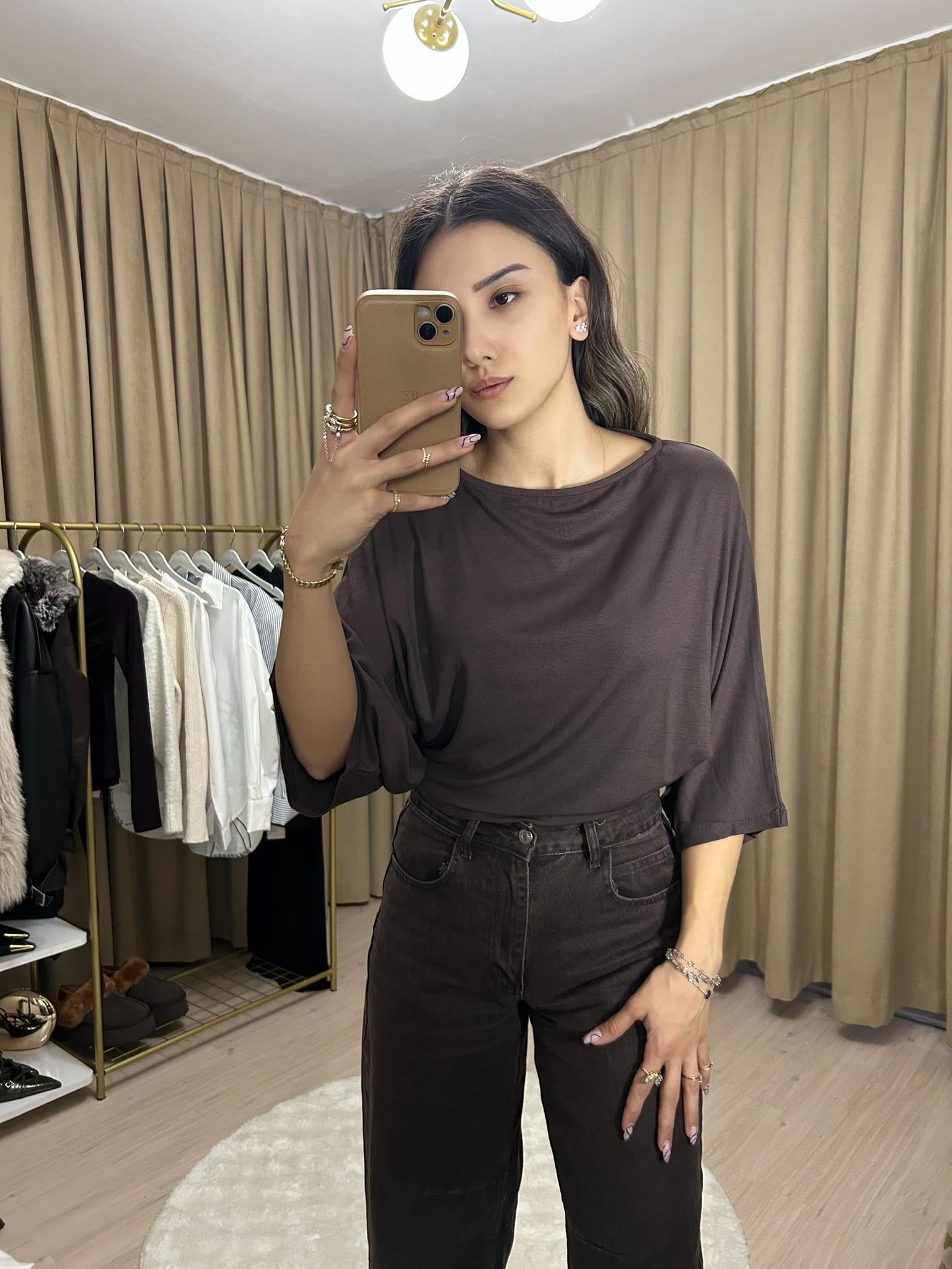 Yarasa Kol Kahverengi Bluz