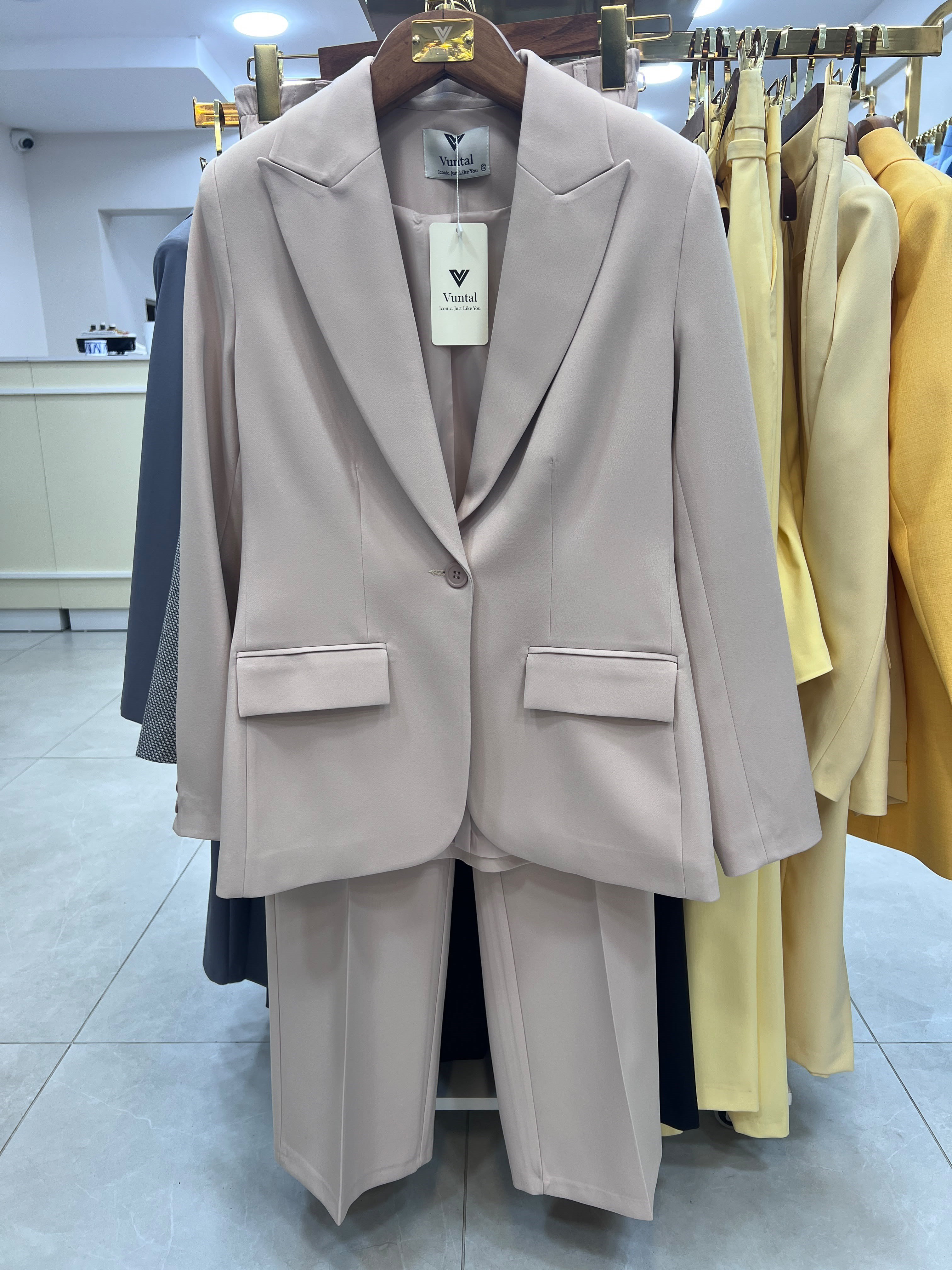 Blazer Takım Elbise Tek Düğme Ceket Pantolon