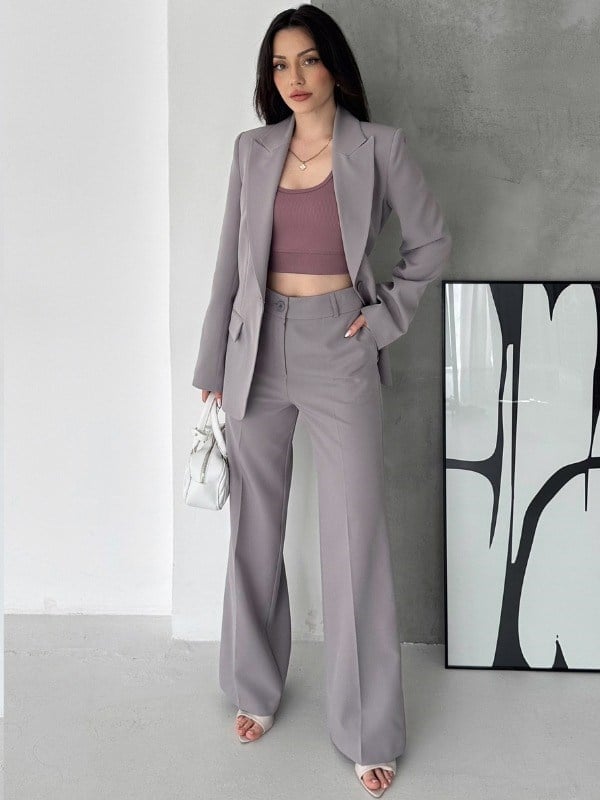 Blazer Takım Elbise Tek Düğme Ceket Pantolon
