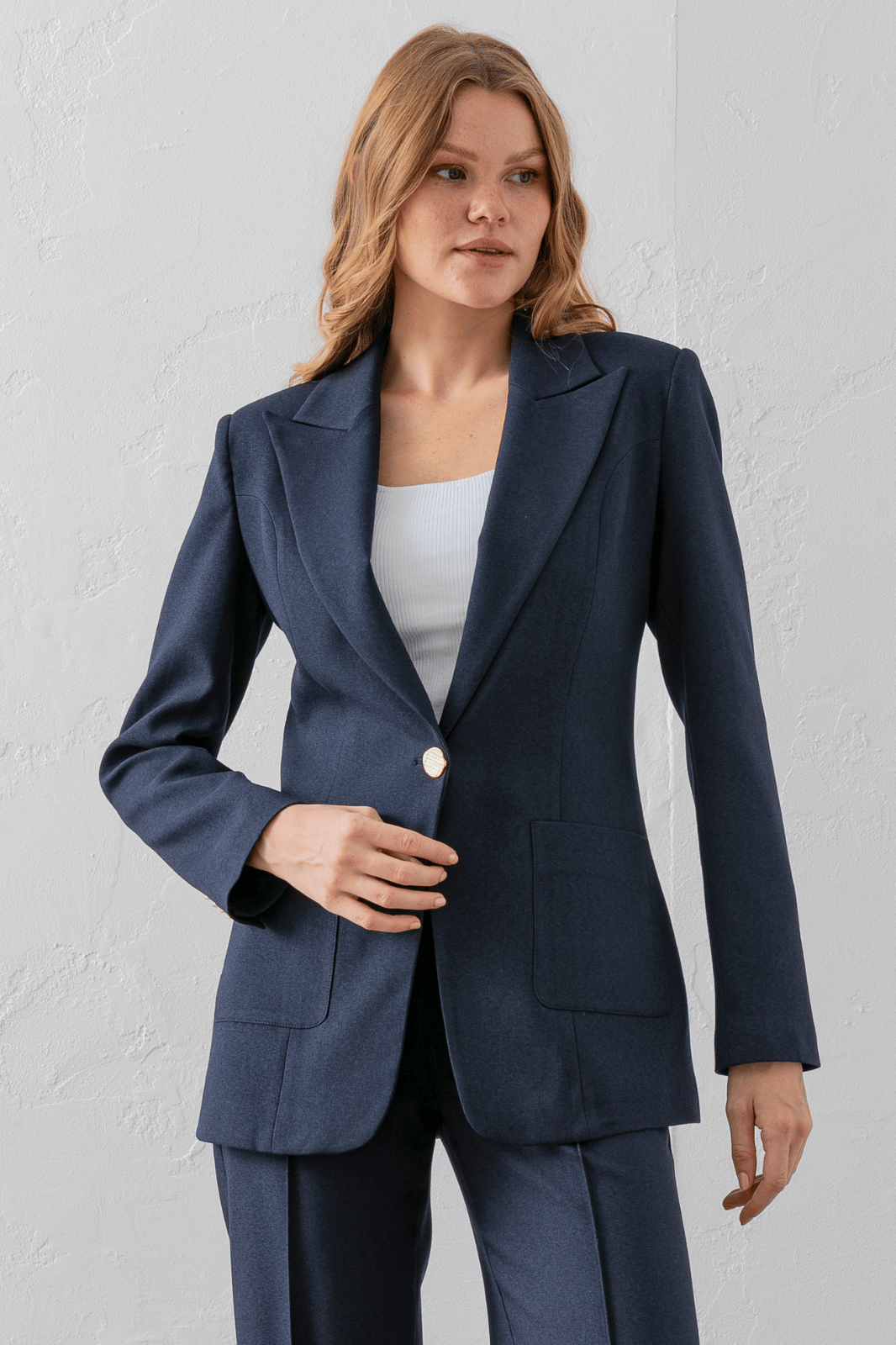 Double Pocket Polyviscose Blazer Jacket