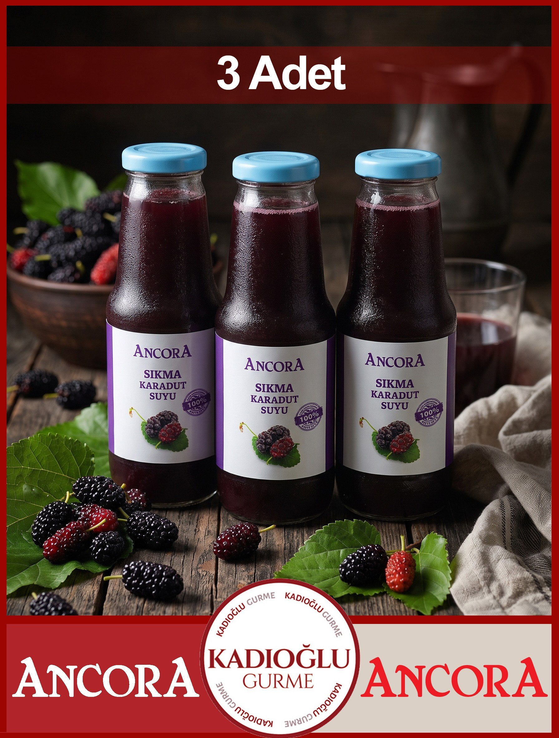 Ancora Sıkma Karadut Suyu 1 Lt X 3 Adet