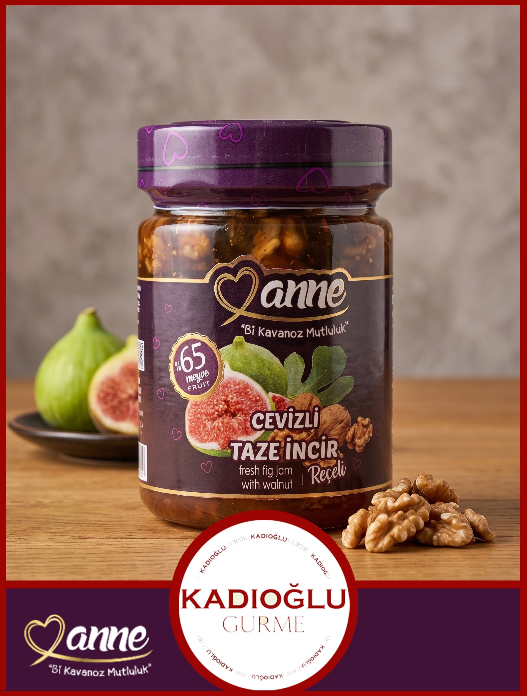 Anne Cevizli Taze Incir Reçeli 400g (PANCAR ŞEKERİ ILE ÜRETİLMİŞTİR - GLİKOZ, KORUYUCU IÇERMEZ)