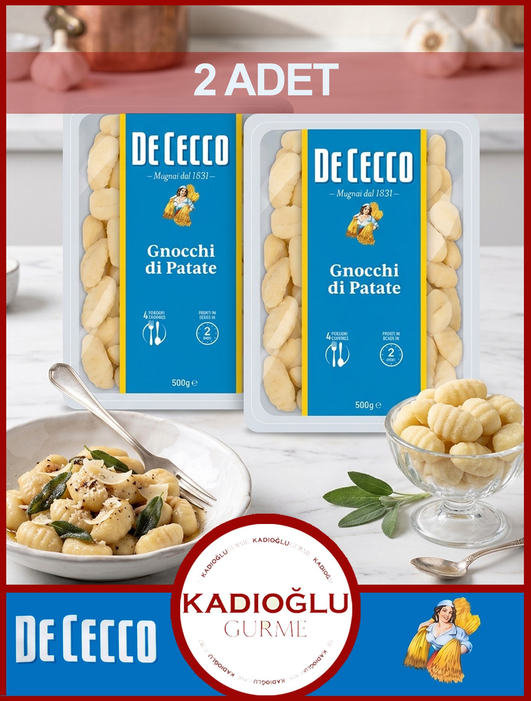 De Cecco Patatesli Gnocchi 500 GR X 2 ADET