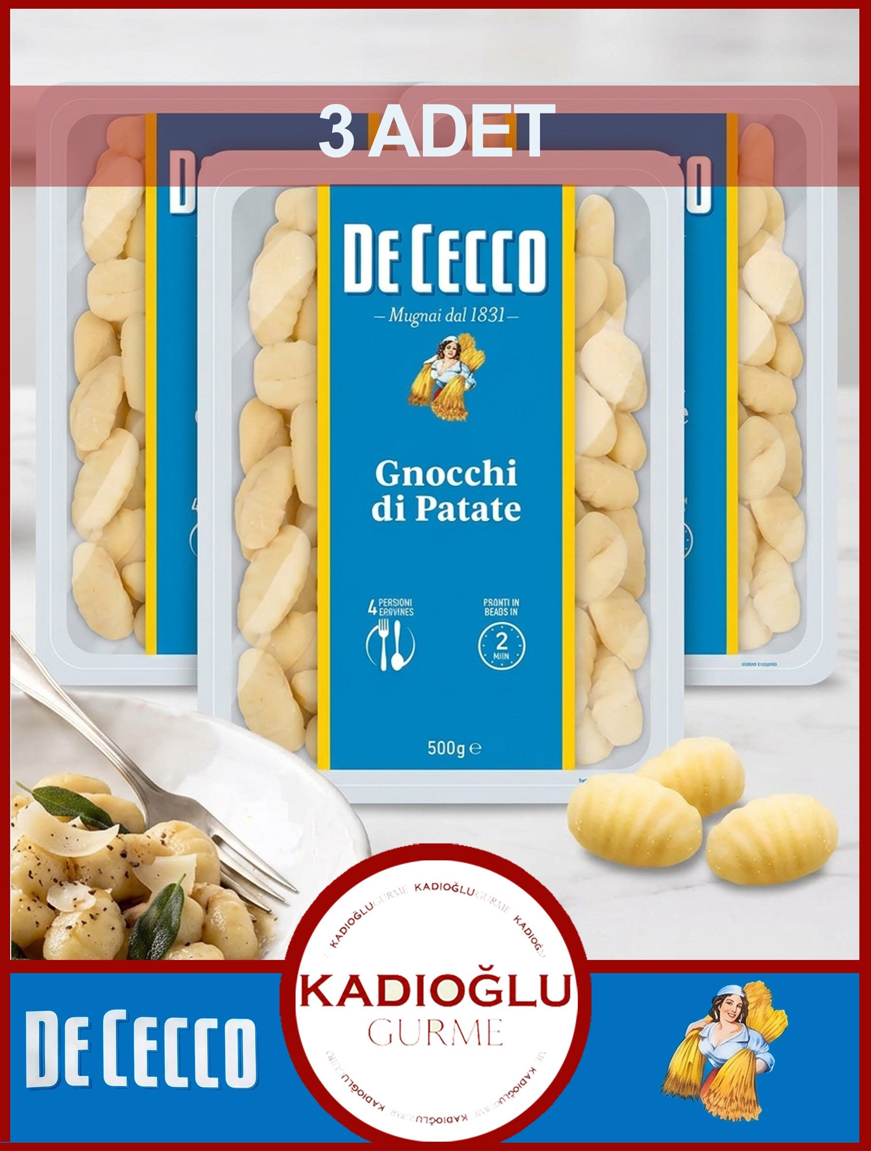 De Cecco Patatesli Gnocchi 500 GR X 3 ADET