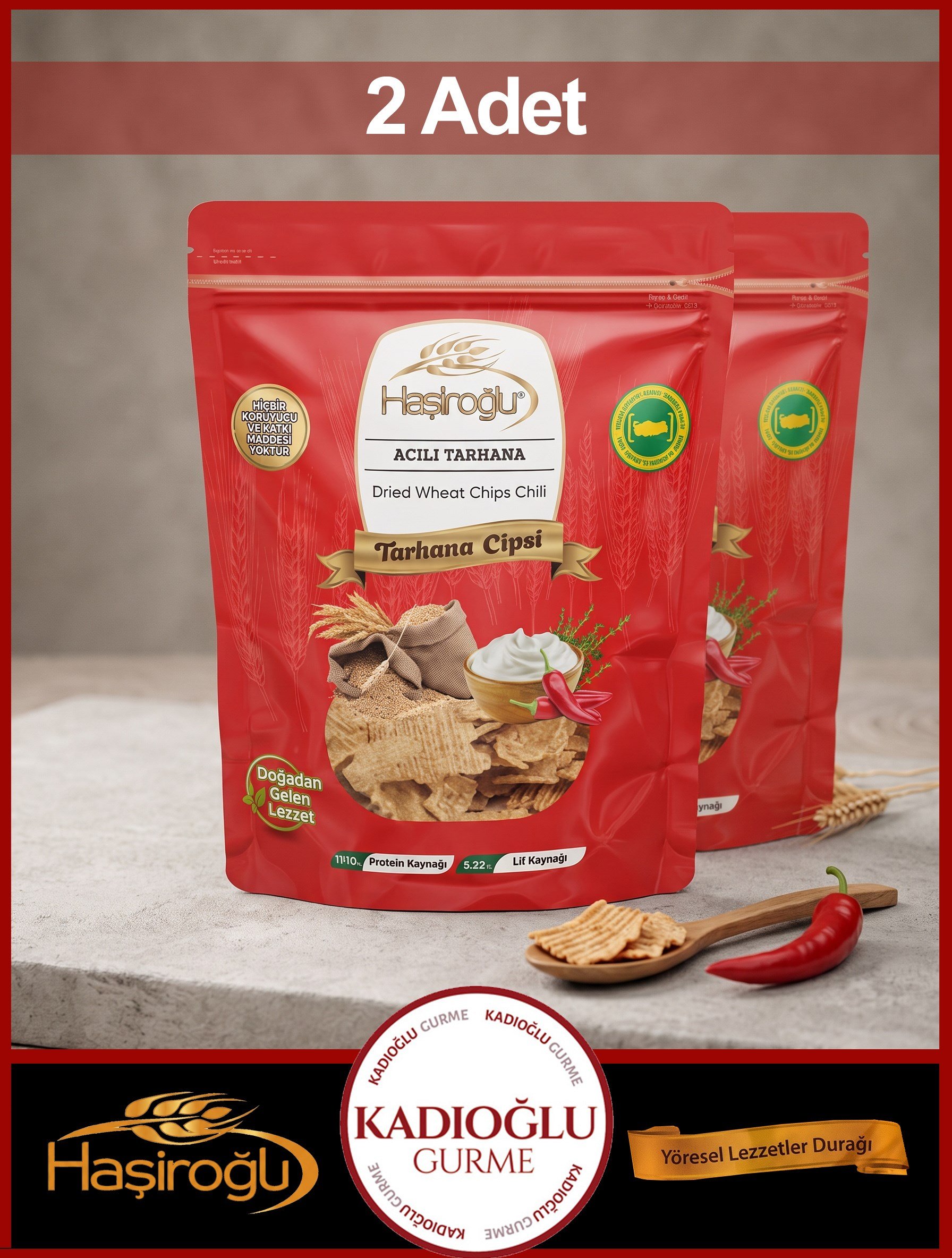 Haşiroğlu Acı Baharatlı Tarhana Cipsi 450 Gr x 2 Adet