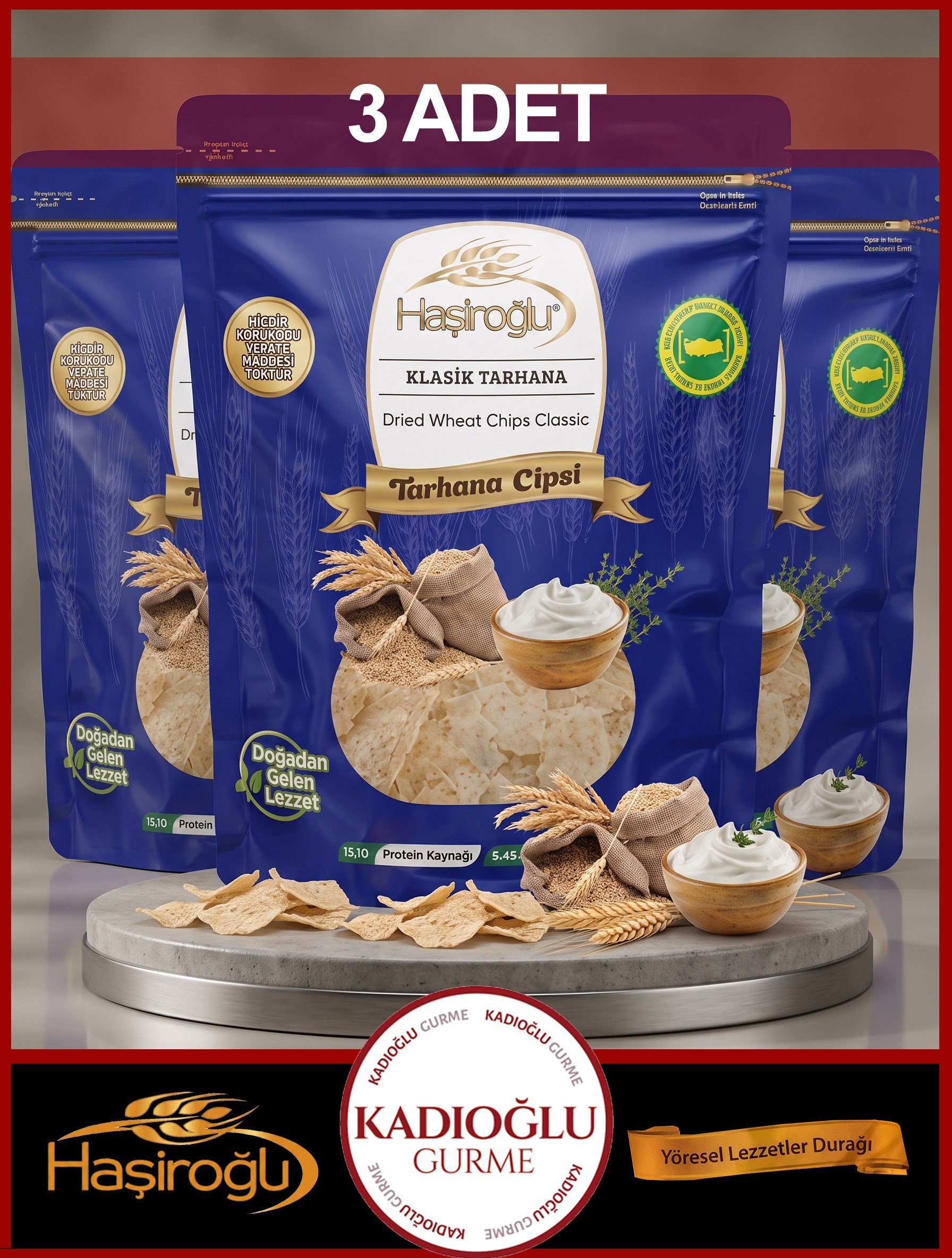 Haşiroğlu Çerezlik Klasik Doğal Tarhana Cips 450 gr x 3 Adet
