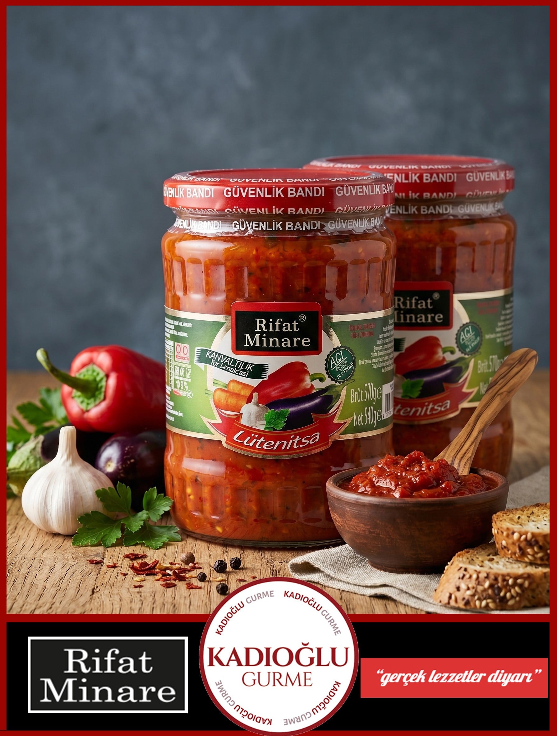 Rifat Minare Lutenitsa Acı Sos Cam Kavanoz 540 gr