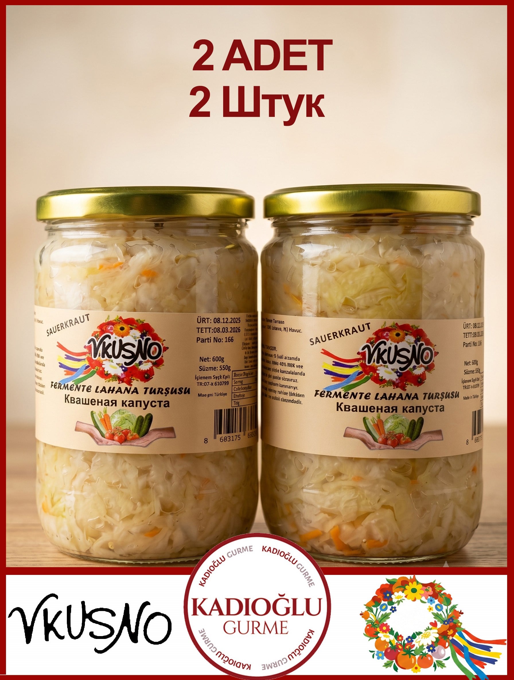 vkusno fermante lahana turşusu sauerkraut 2 Adet