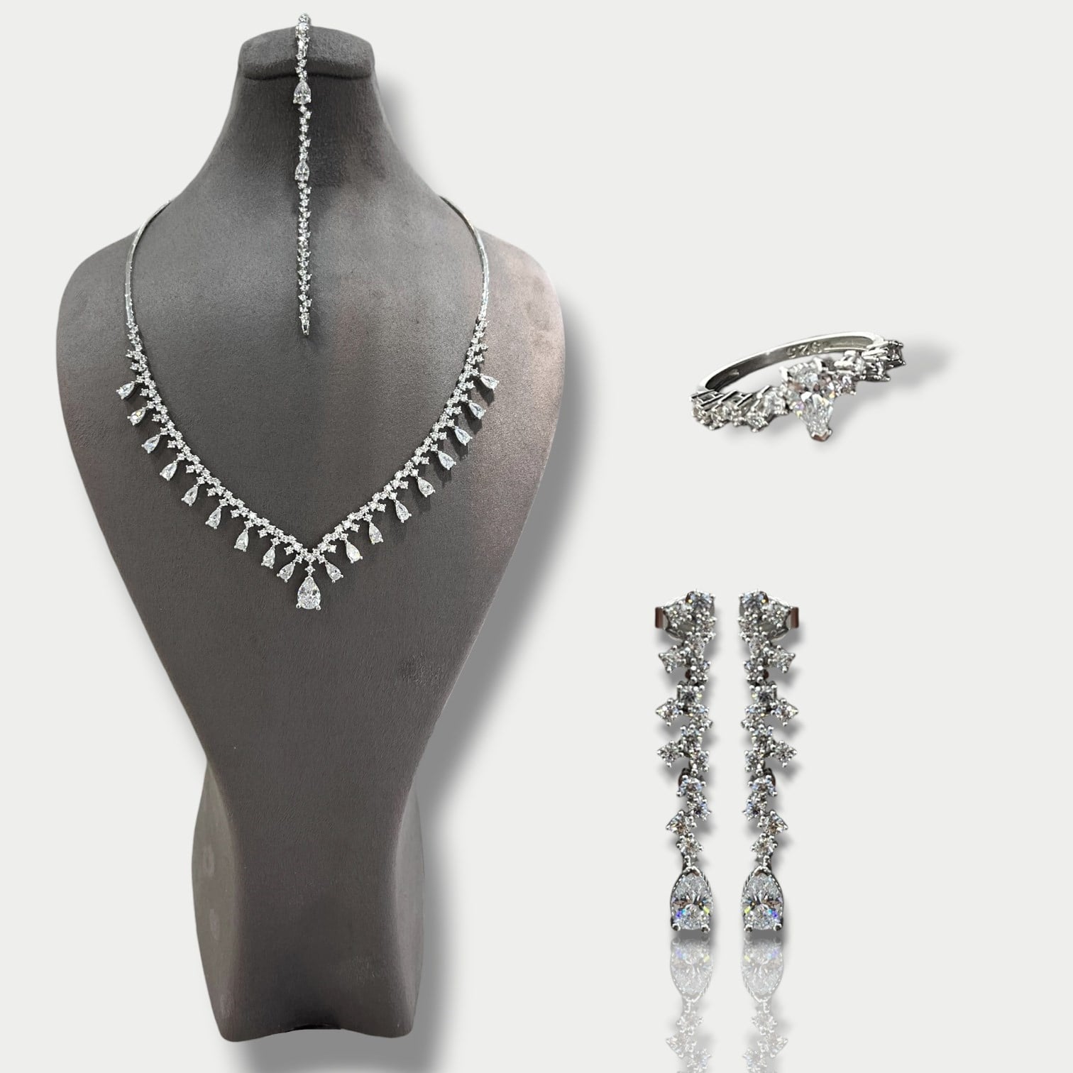 925 Ayar Gümüş Zirkon Taşlı Set / 4 Parça