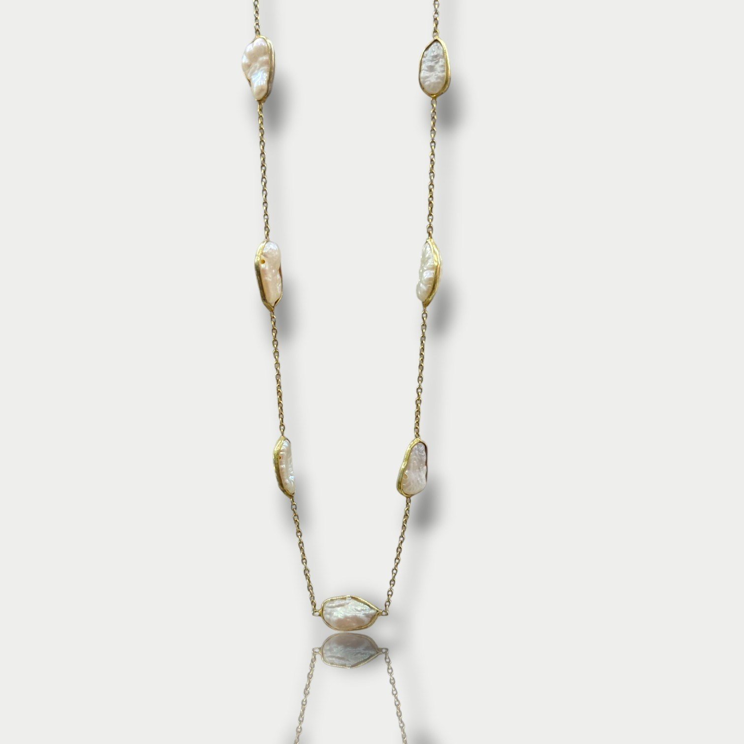 Barok İncili 925 Ayar Gümüş Kolye / Sarı