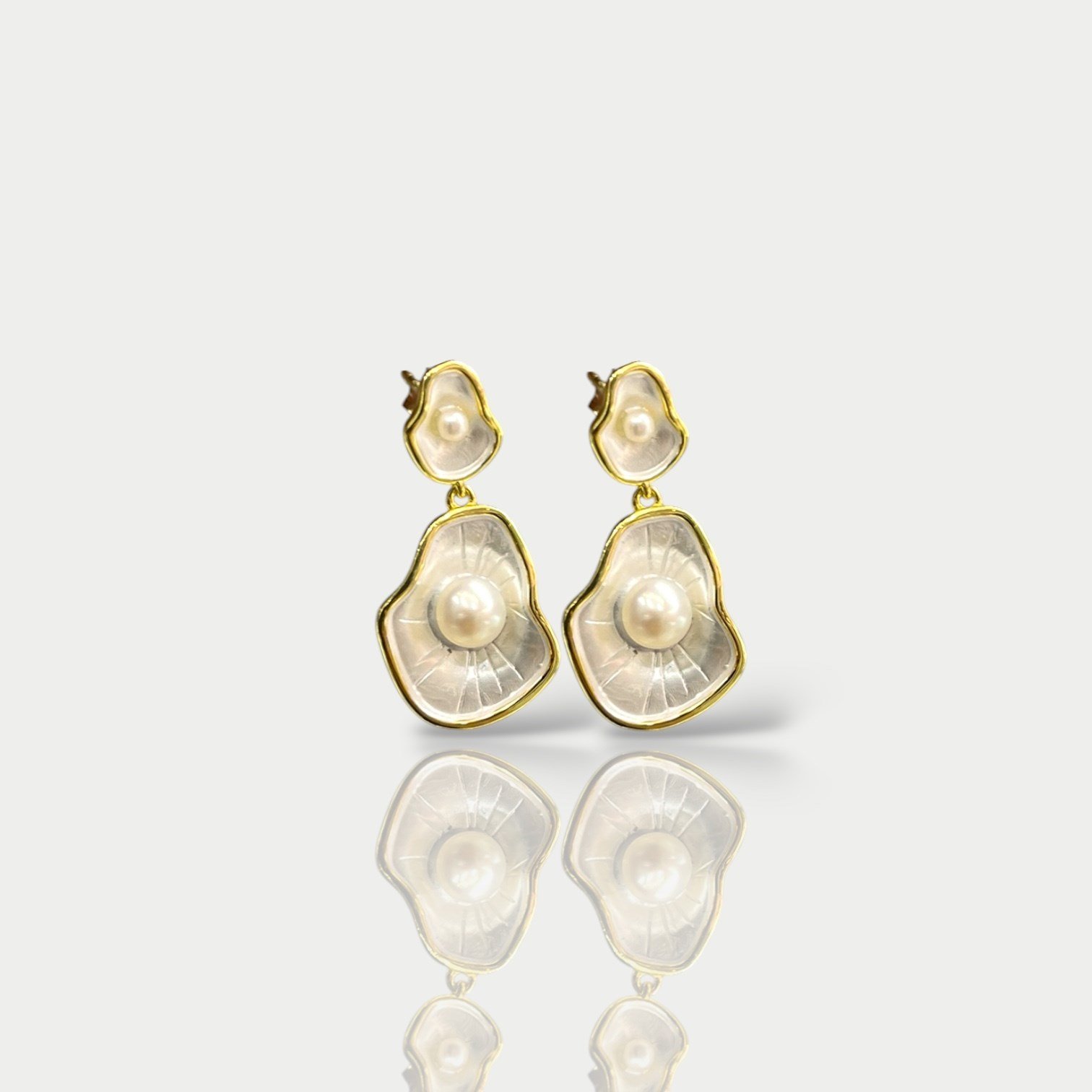 Premium Seri İncili İthal Gümüş Küpe / Sarı