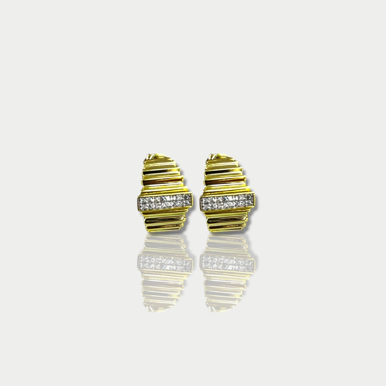 Zirkon Taşlı Gold Kaplama Gümüş Küpe / Sarı