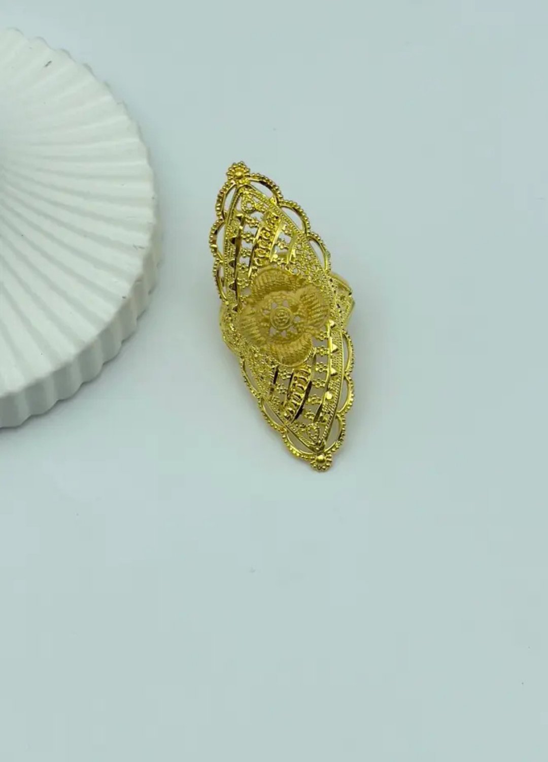 22K Altın Kaplama Hint Yüzük - 2522ky06