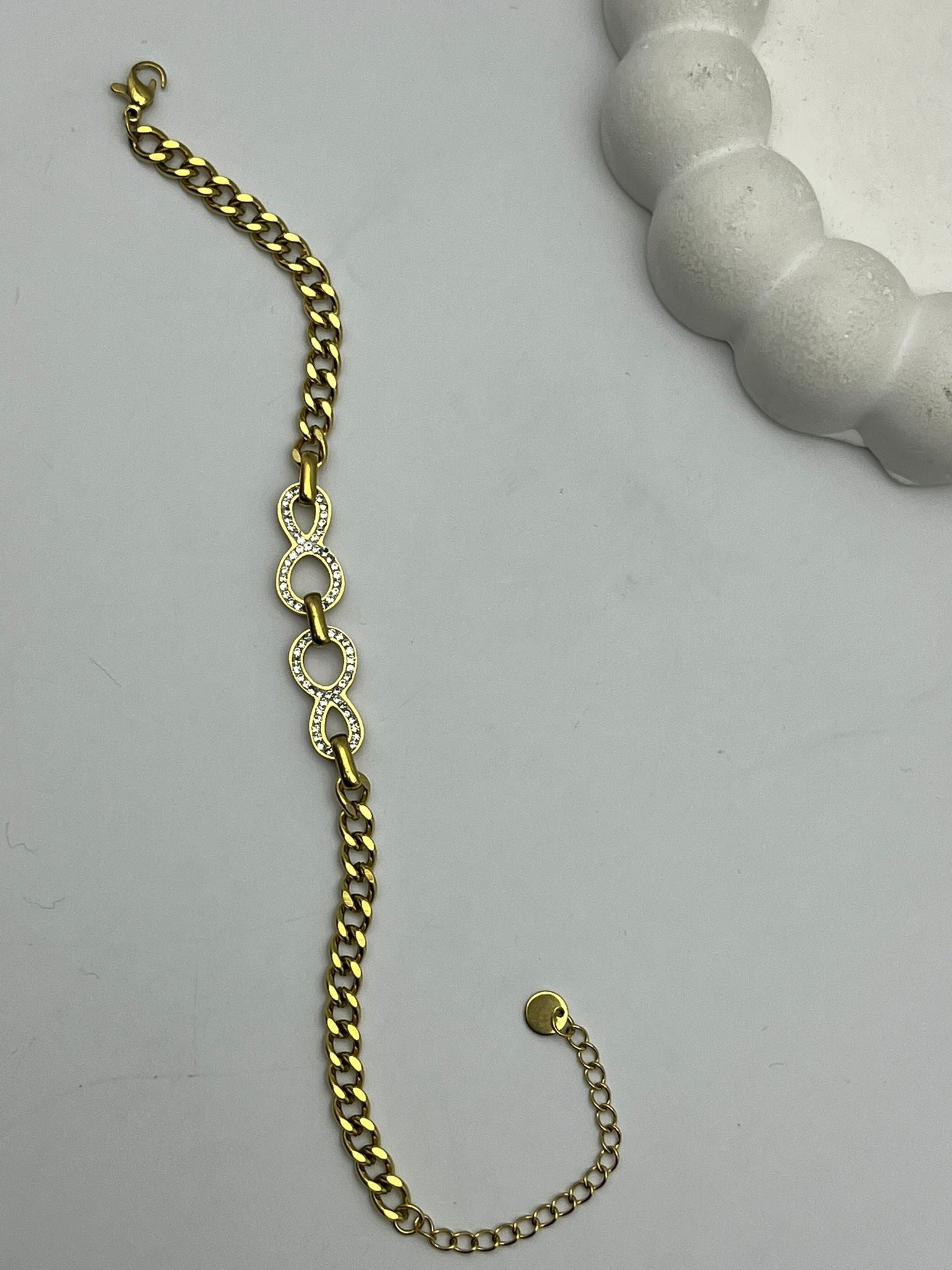 26cmblk12 - CM Sonsuzluk Detaylı Gold Çelik Bileklik