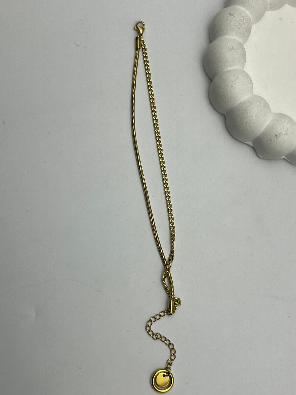 26cmblk38 -CM Çift Zincir Gold Çelik Bileklik