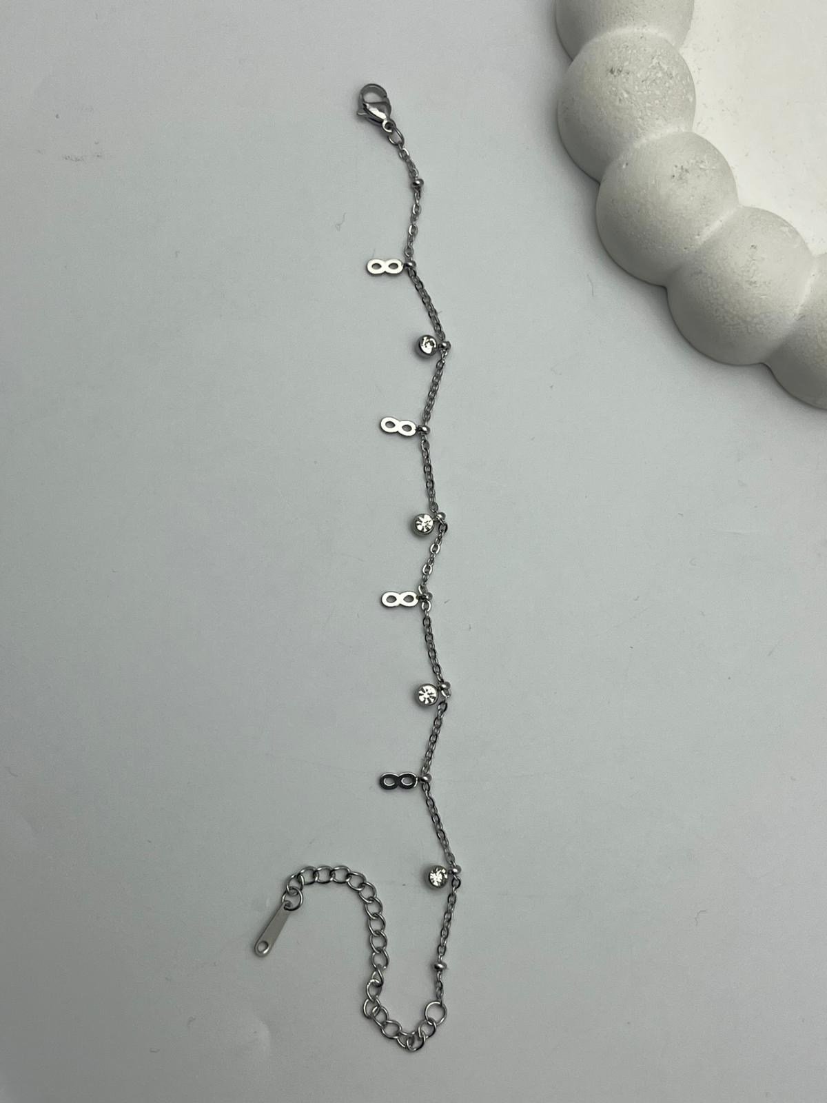 26cmblk41 - CM Sonsuzluk Detaylı Silver Çelik Bileklik