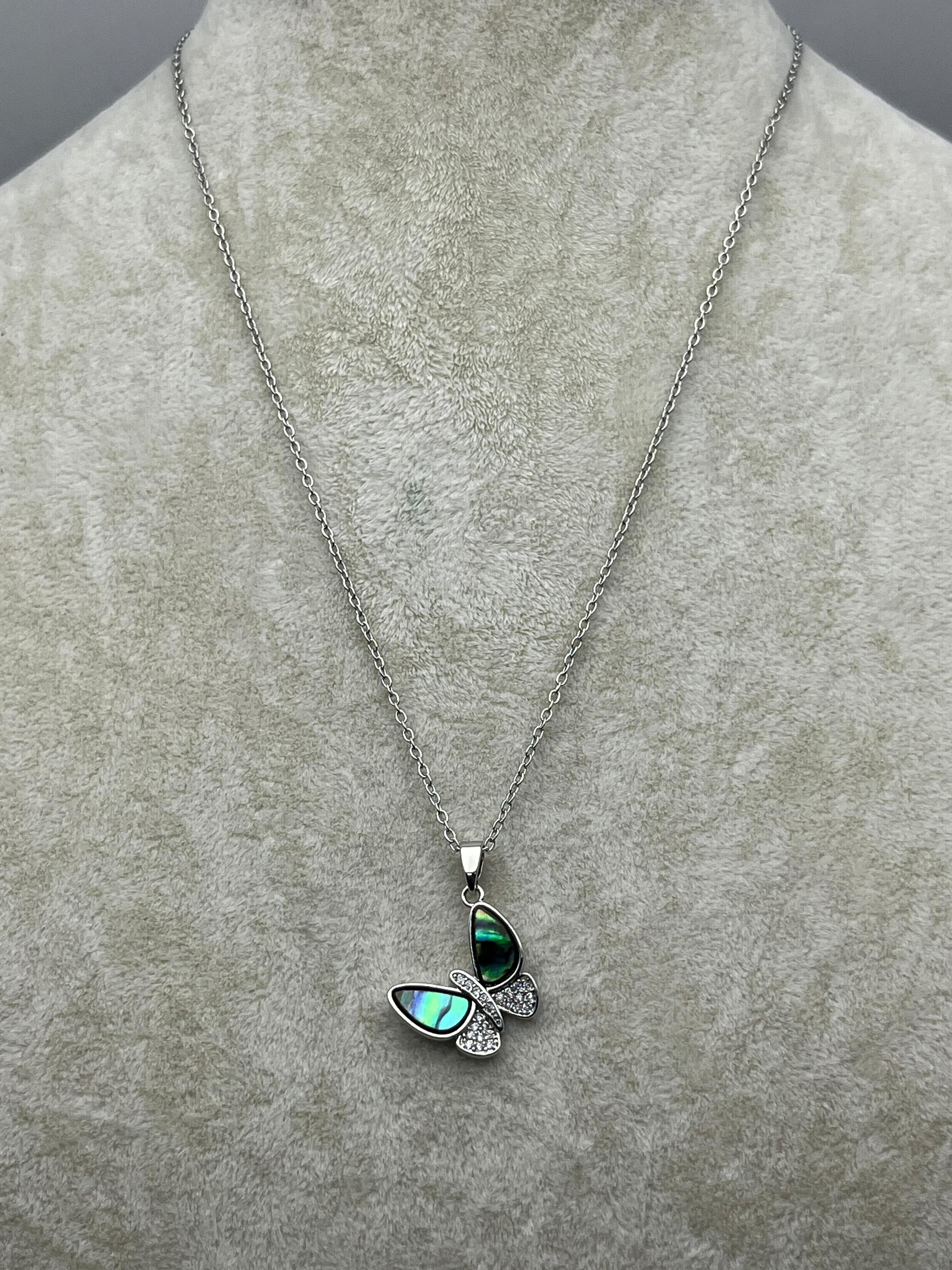 26kly98 -Steel Aurora Butterfly Necklace