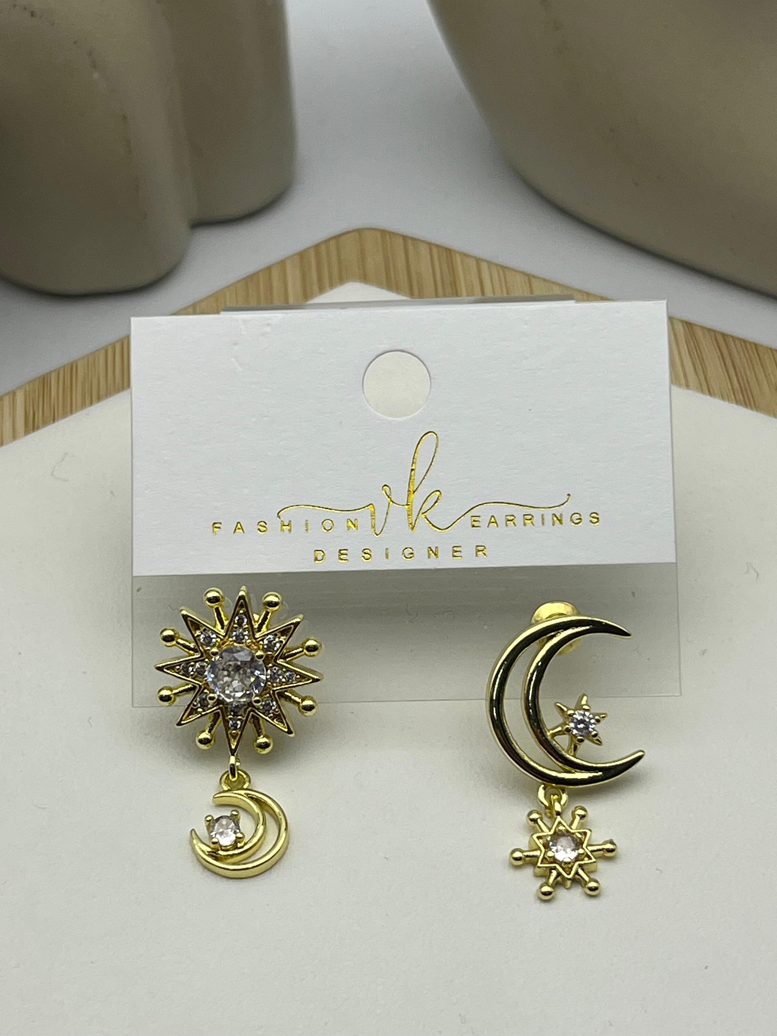 26vipk10 - VIP Ay Yıldız Asimetrik Gold Küpe