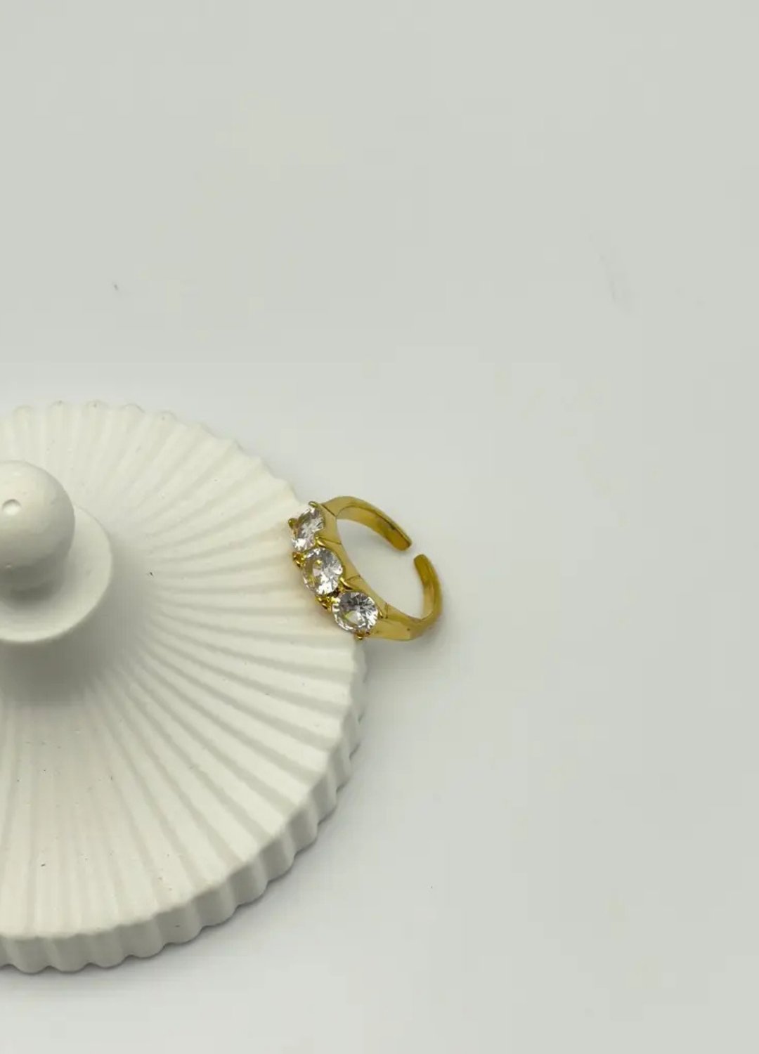 Çelik Gold 3 Taş Ayarlanabilir Yüzük - 25yzk98