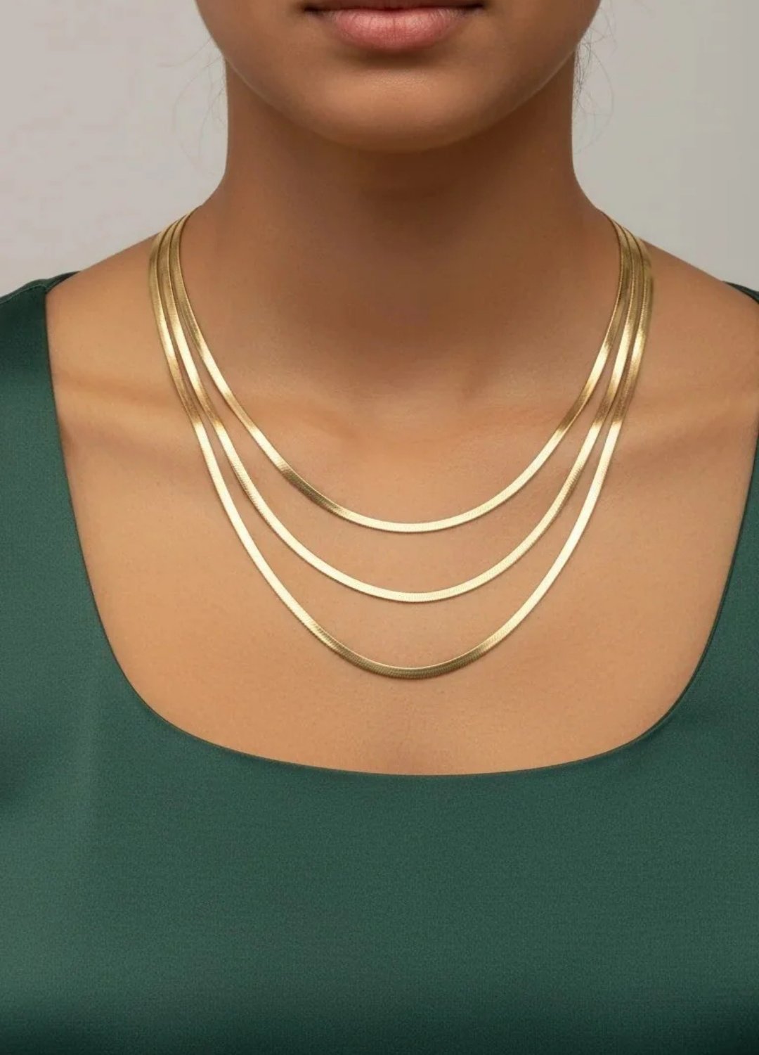Çelik Gold 3'lü İtalyan Kolye 4mm - 25-clkk278